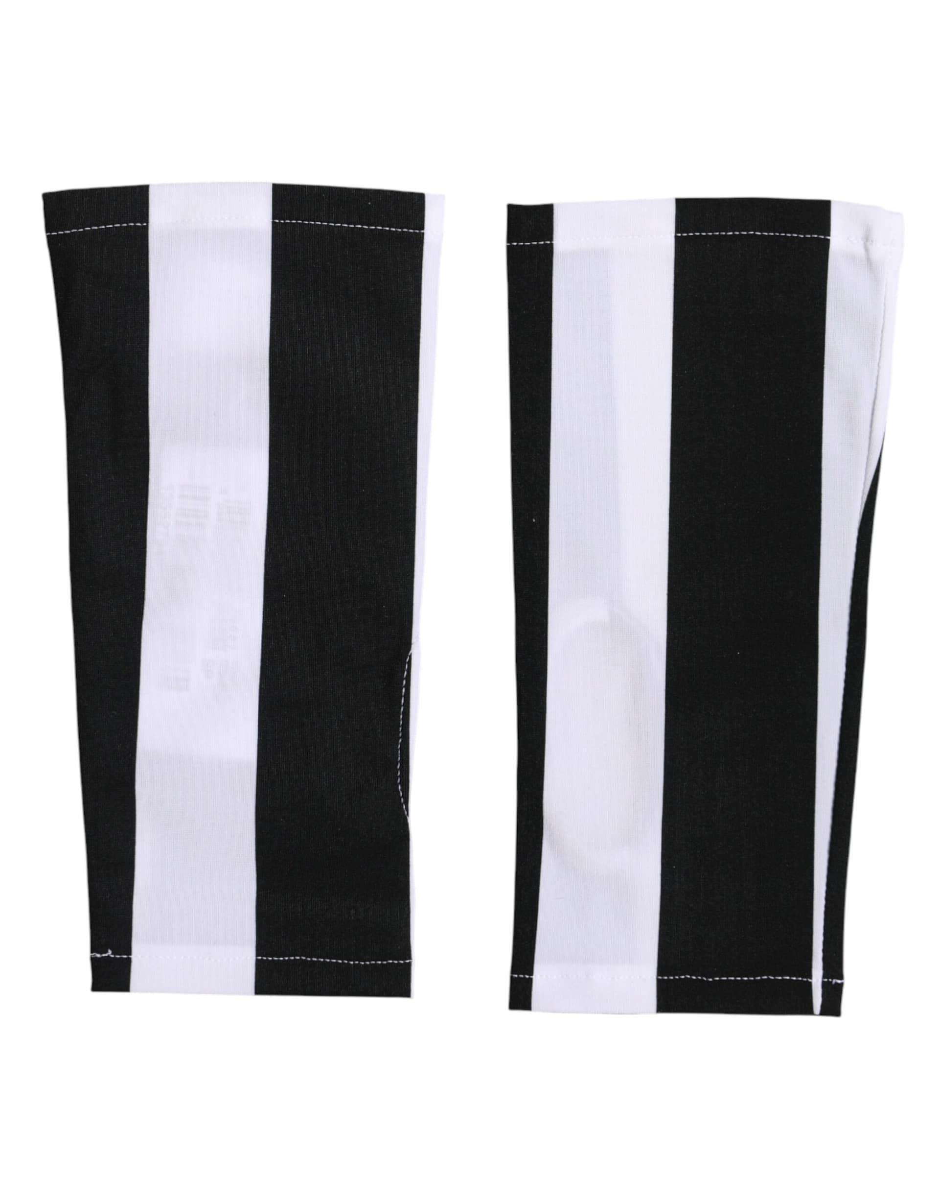 Dolce & Gabbana Black White Nylon Fingerless Wrist Length Gloves