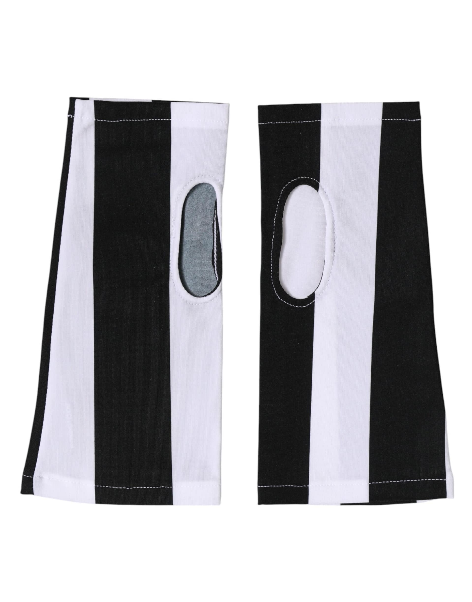 Dolce & Gabbana Black White Nylon Fingerless Wrist Length Gloves - Image 3