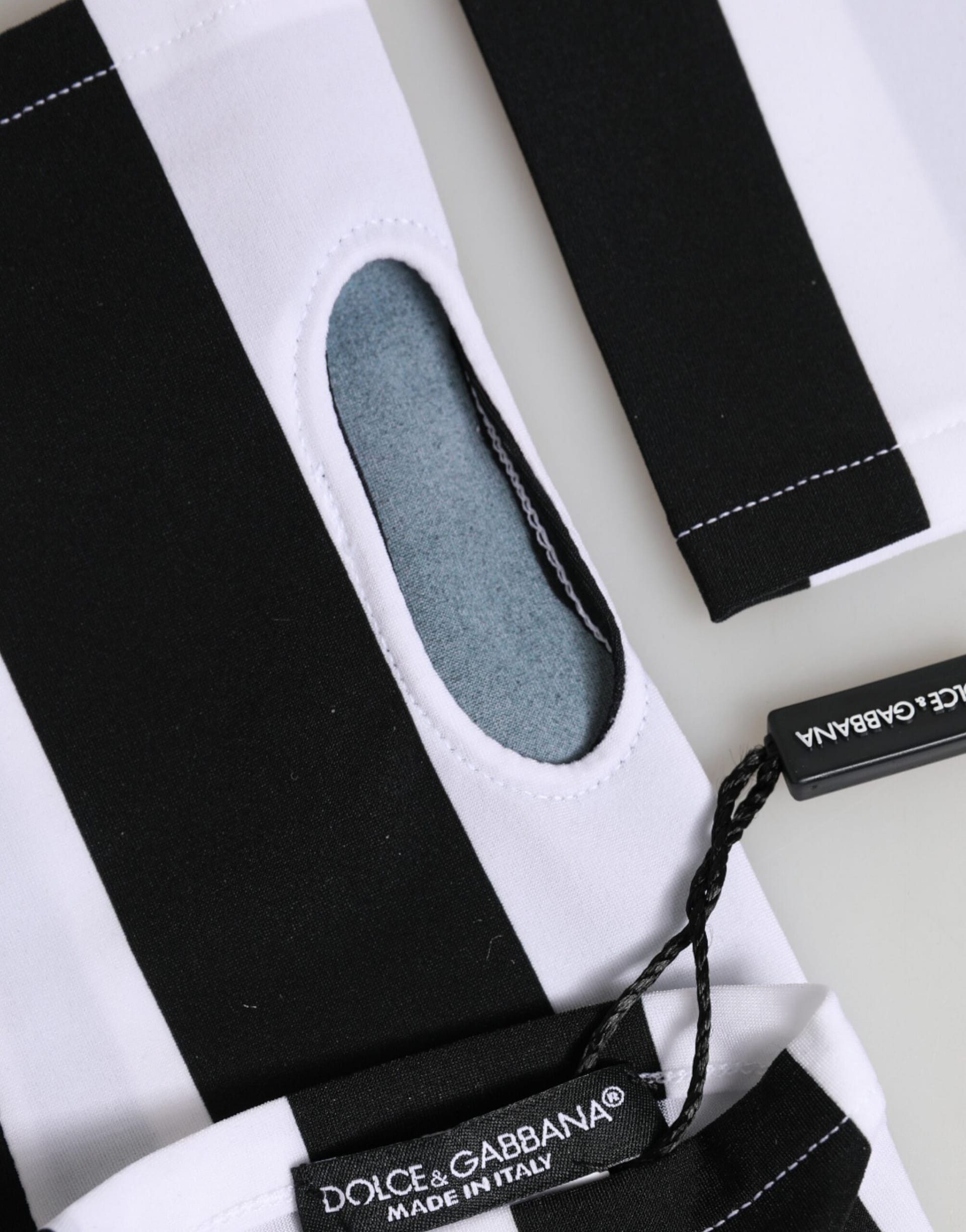 Dolce & Gabbana Black White Nylon Fingerless Wrist Length Gloves - Image 5