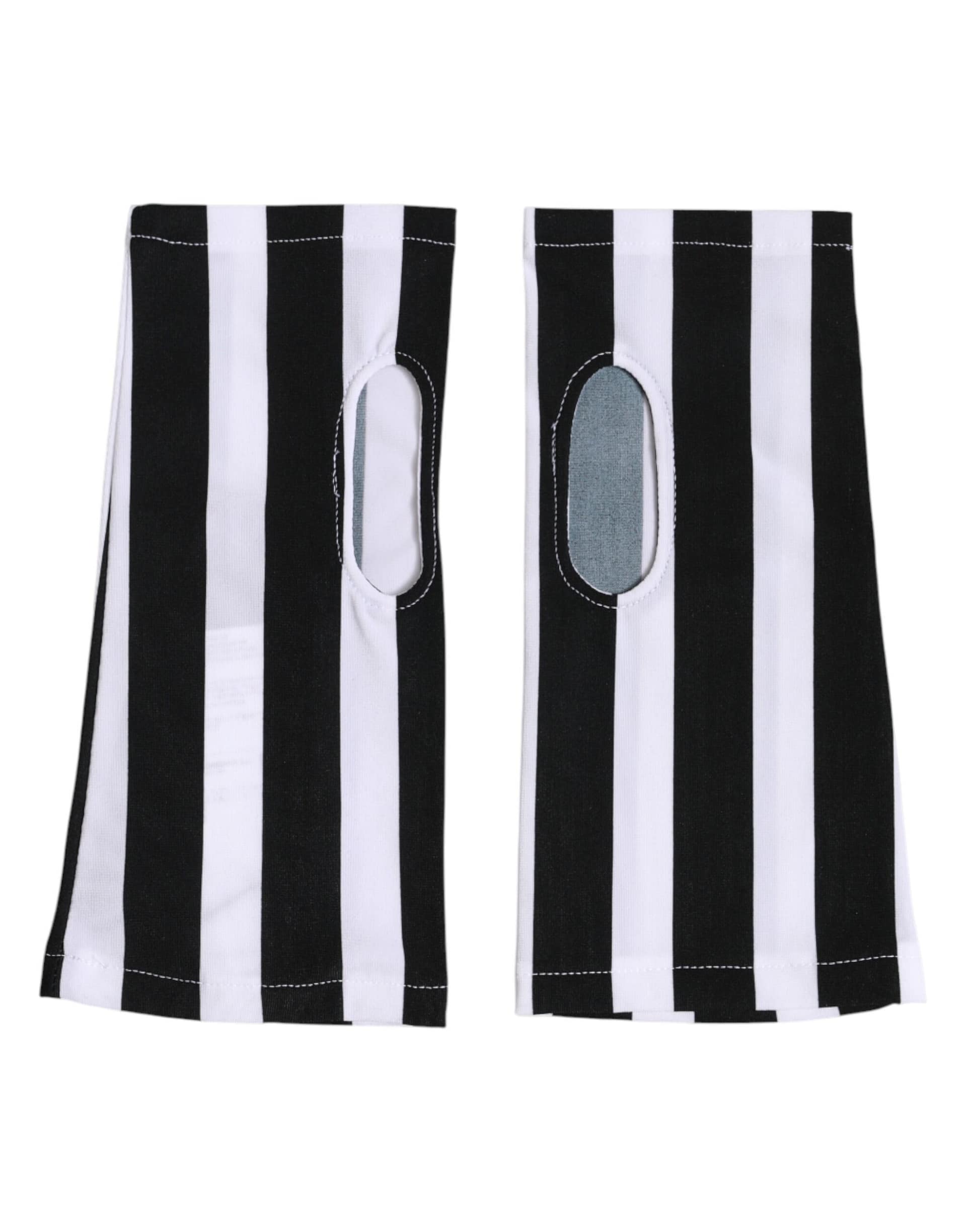 Dolce & Gabbana Black White Nylon Fingerless Wrist Length Gloves - Image 2