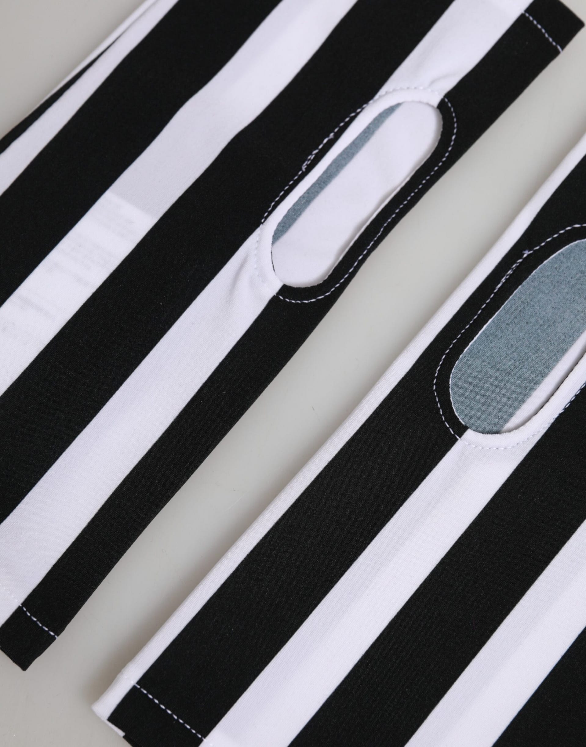 Dolce & Gabbana Black White Nylon Fingerless Wrist Length Gloves - Image 3