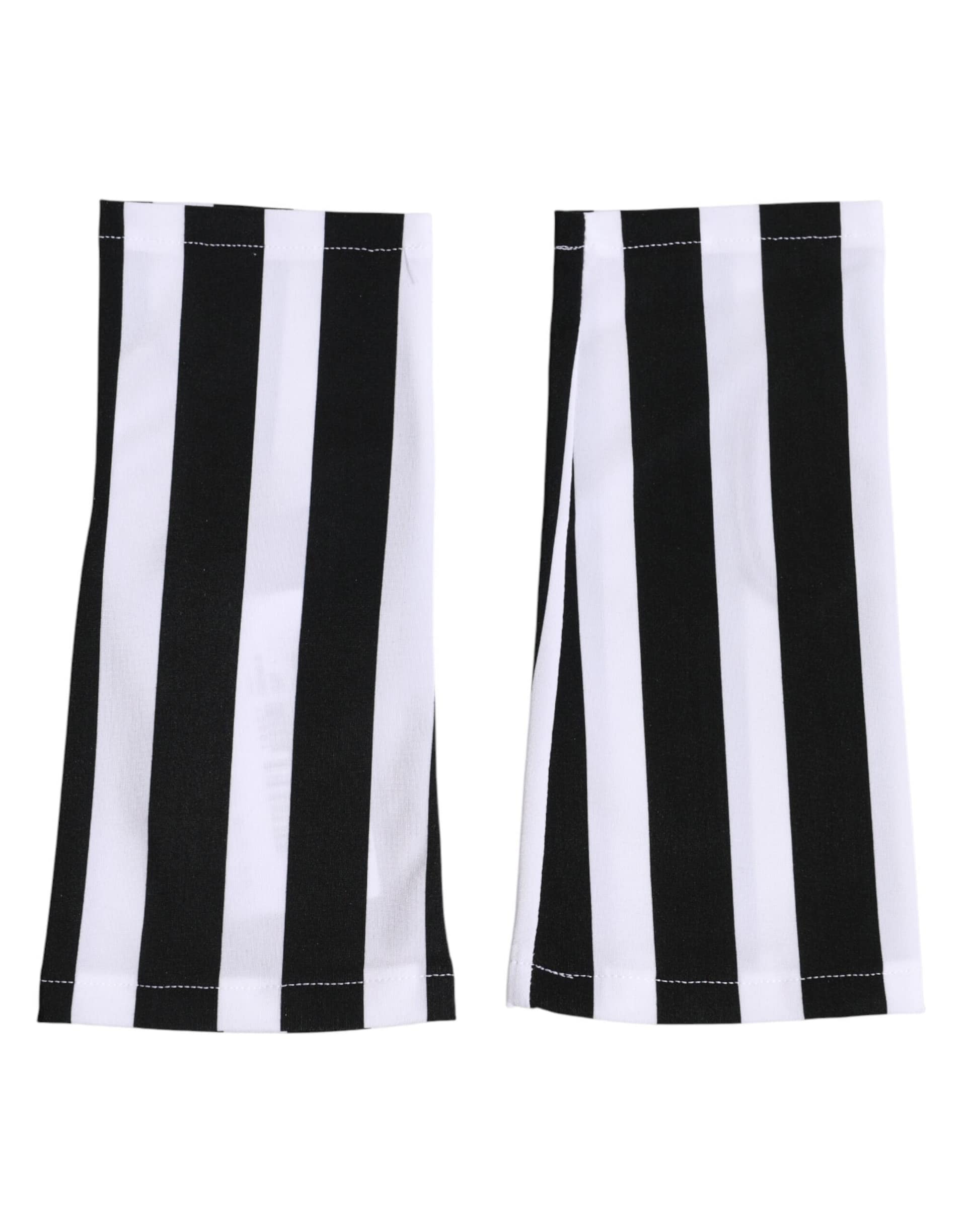 Dolce & Gabbana Black White Nylon Fingerless Wrist Length Gloves - Image 4