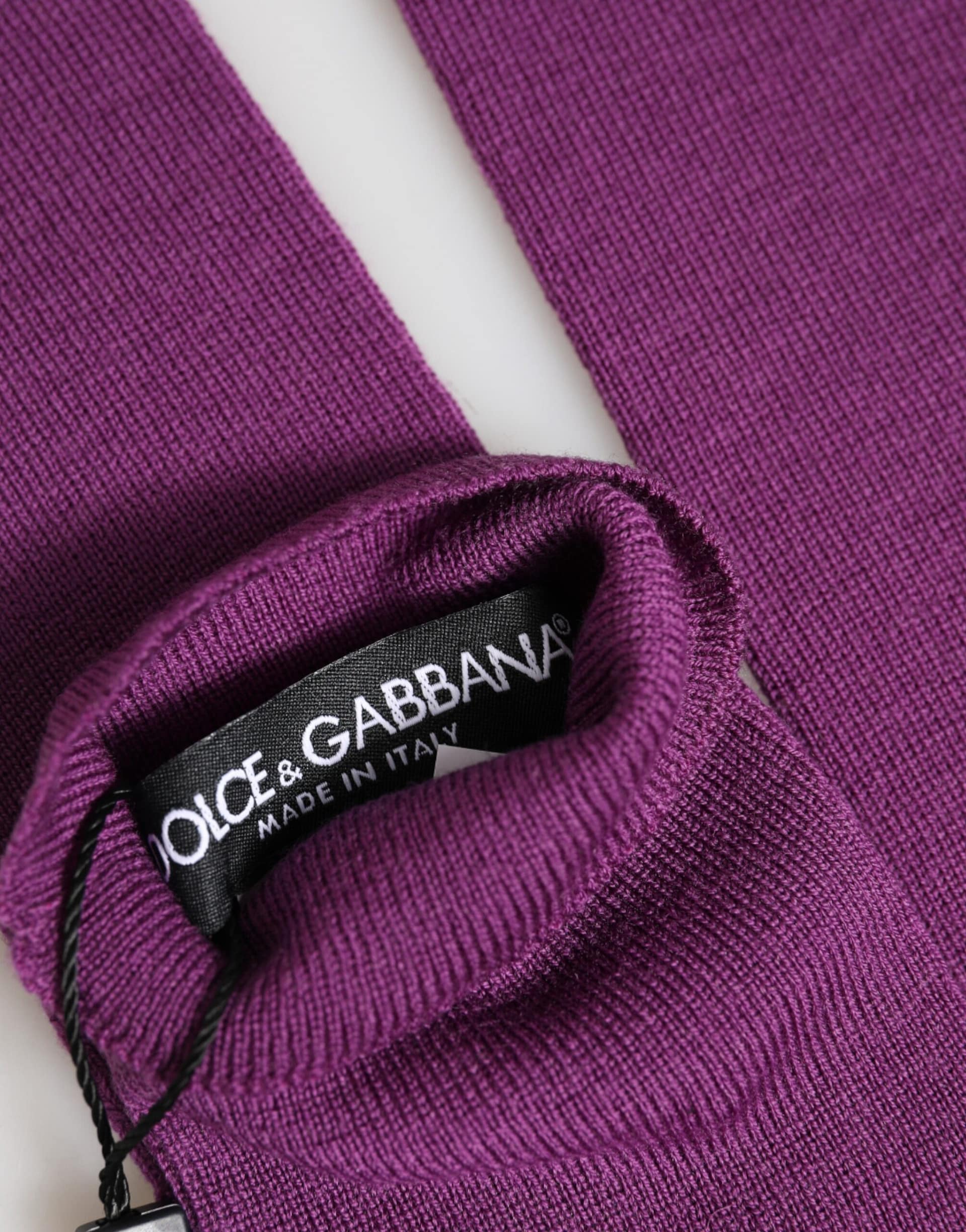 Dolce & Gabbana Purple Wool Fingerless Elbow Length Women One Size Gloves - Image 3