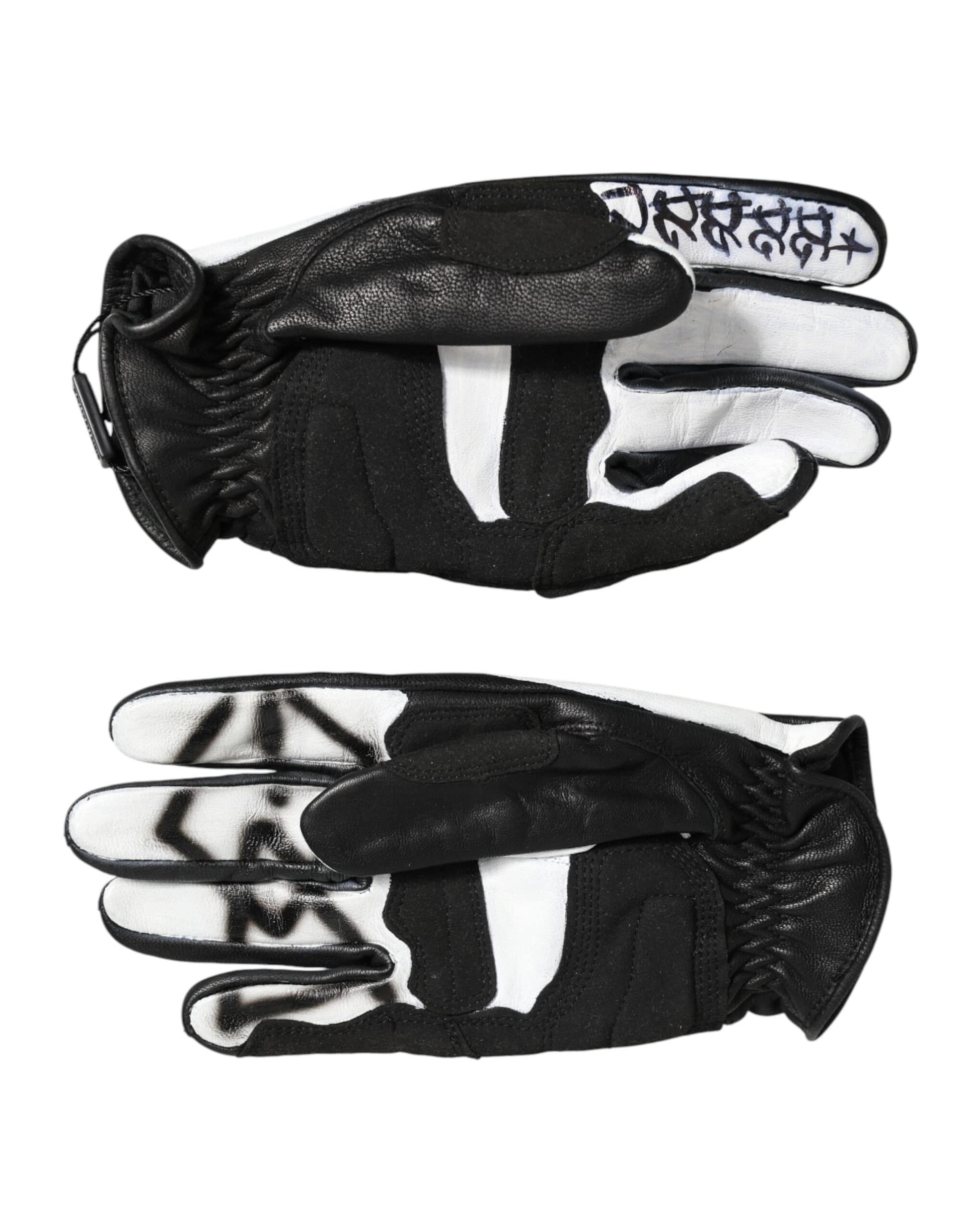 Dolce & Gabbana Gloves Black White Crystal Wrist Length Mitten Gloves - Image 3