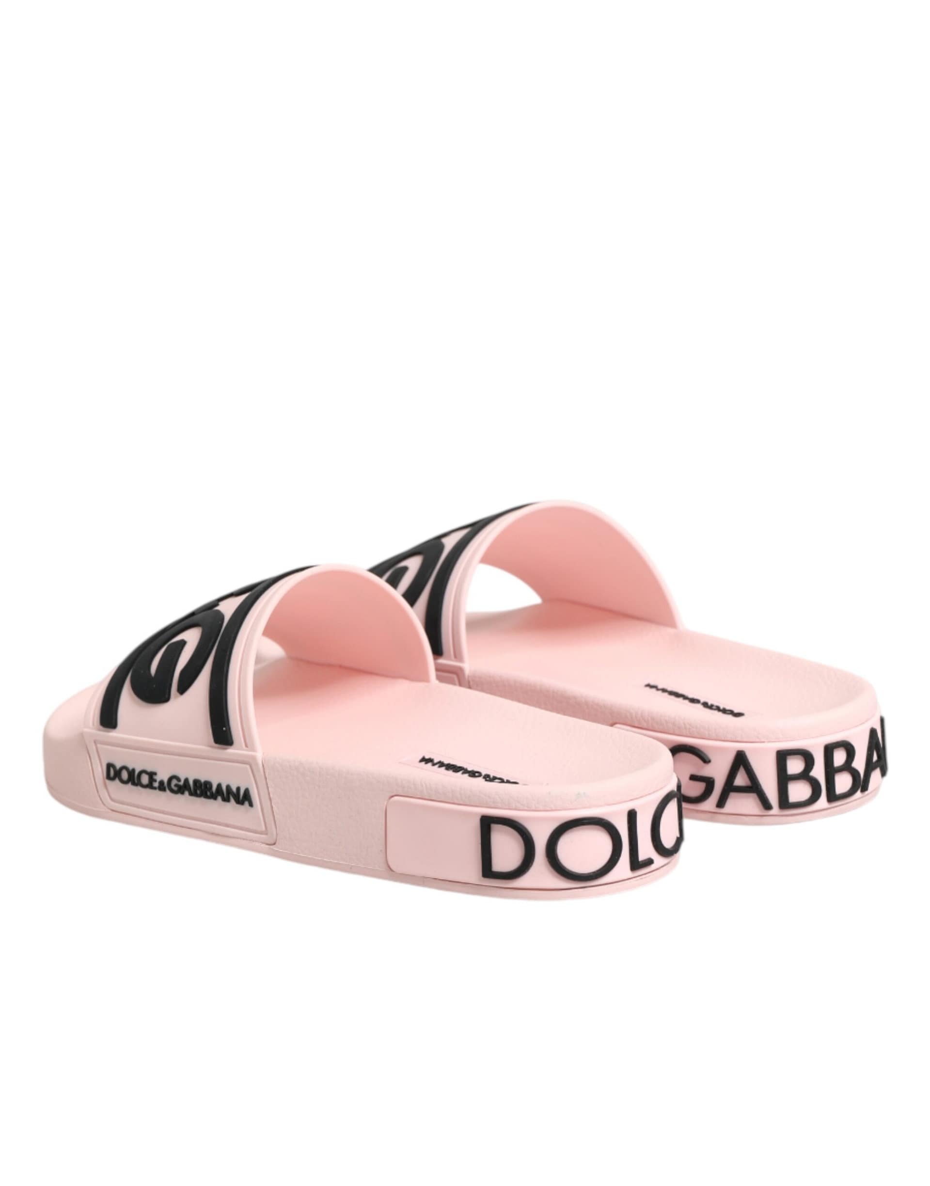 Dolce & Gabbana Pink Rubber Slides Sandals Beachwear Shoes - Image 6