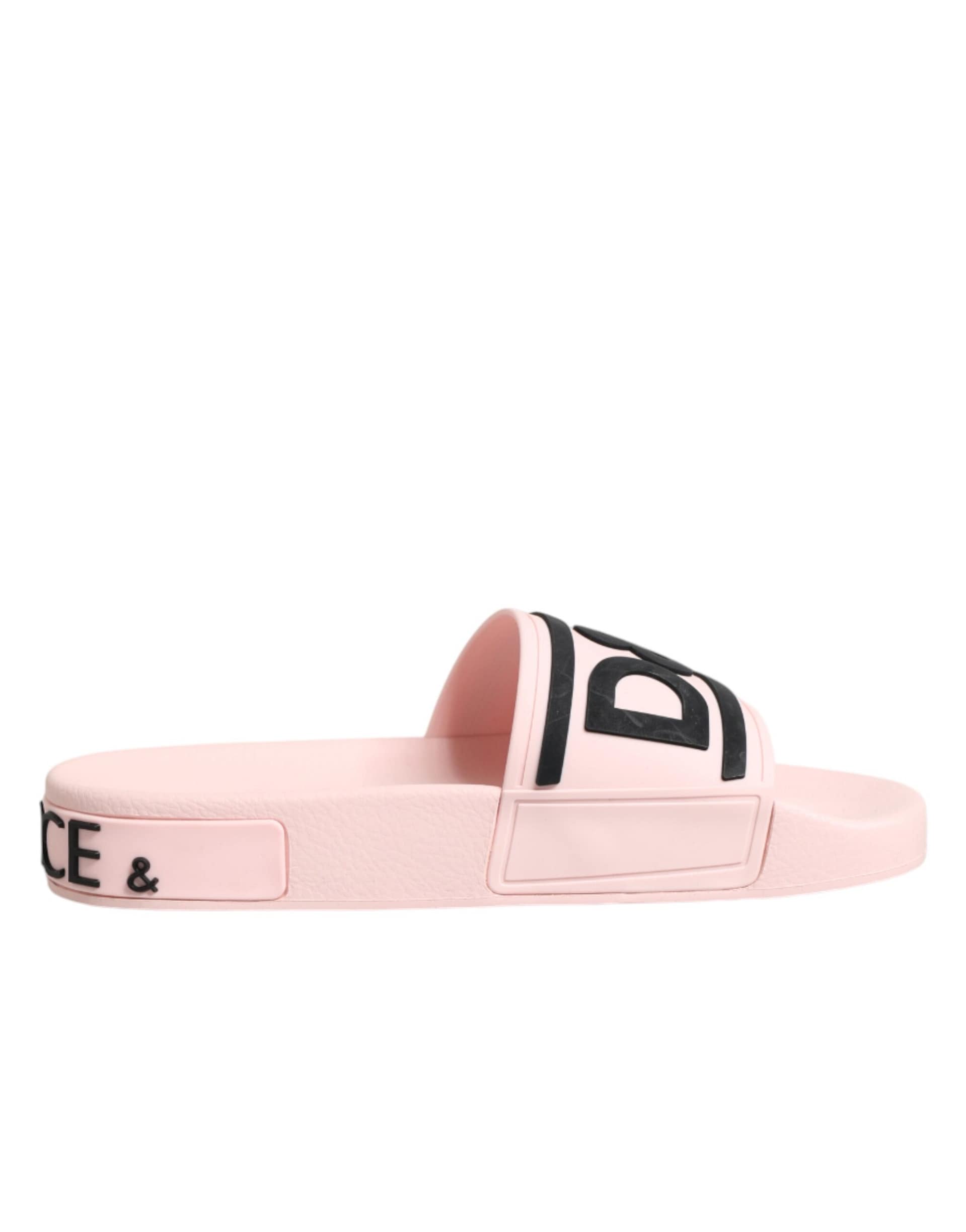 Dolce & Gabbana Pink Rubber Slides Sandals Beachwear Shoes - Image 2
