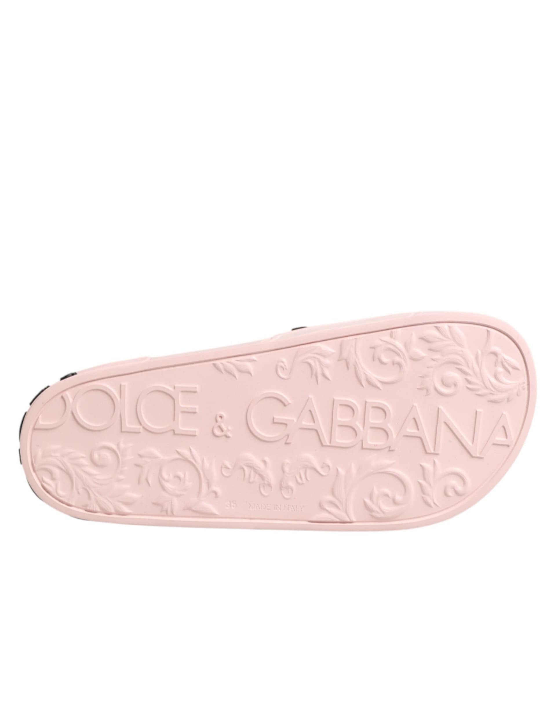 Dolce & Gabbana Pink Rubber Slides Sandals Beachwear Shoes - Image 8