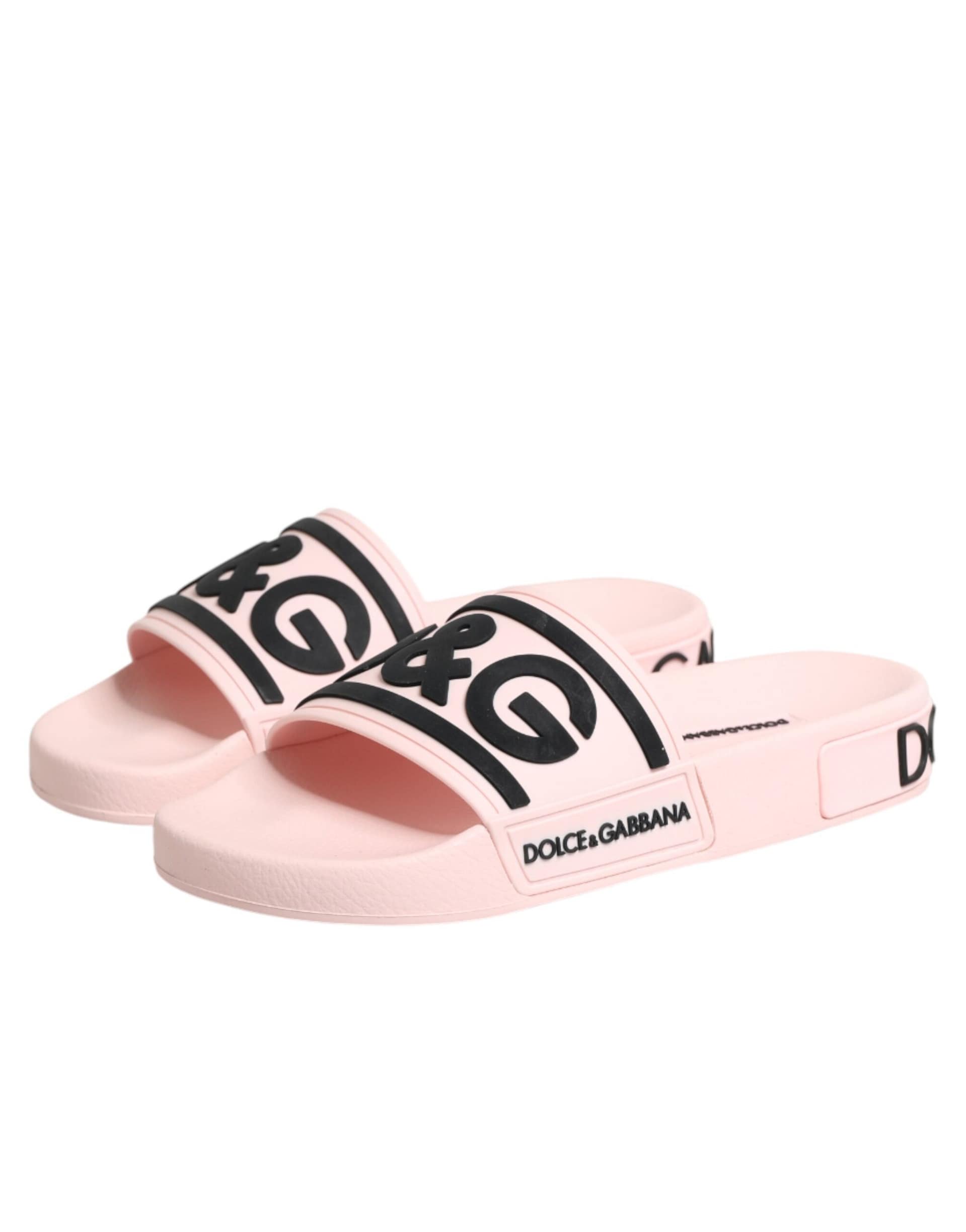 Dolce & Gabbana Pink Rubber Slides Sandals Beachwear Shoes - Image 5