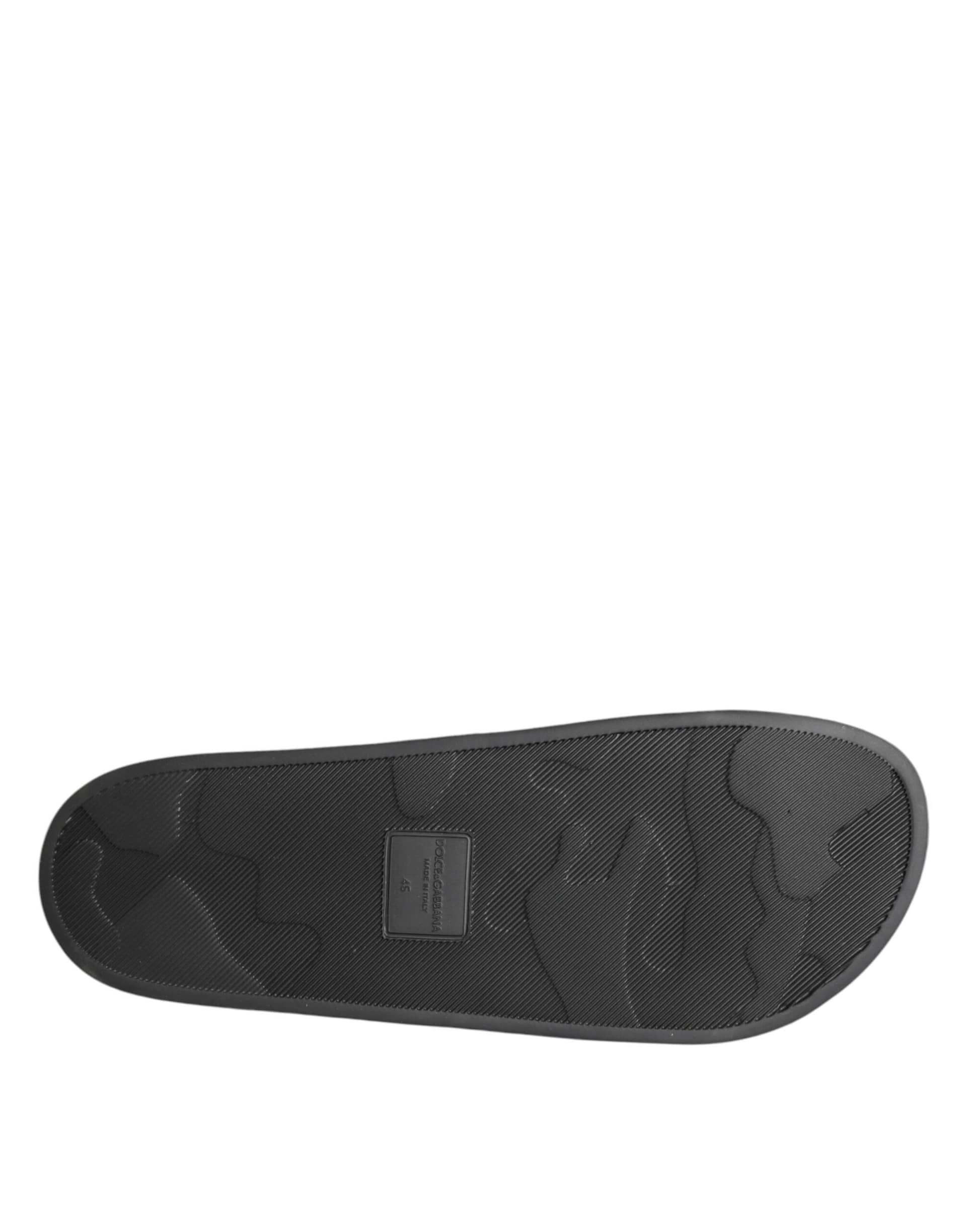 Dolce & Gabbana Black Leather Slides Sandals Beachwear Shoes - Image 8