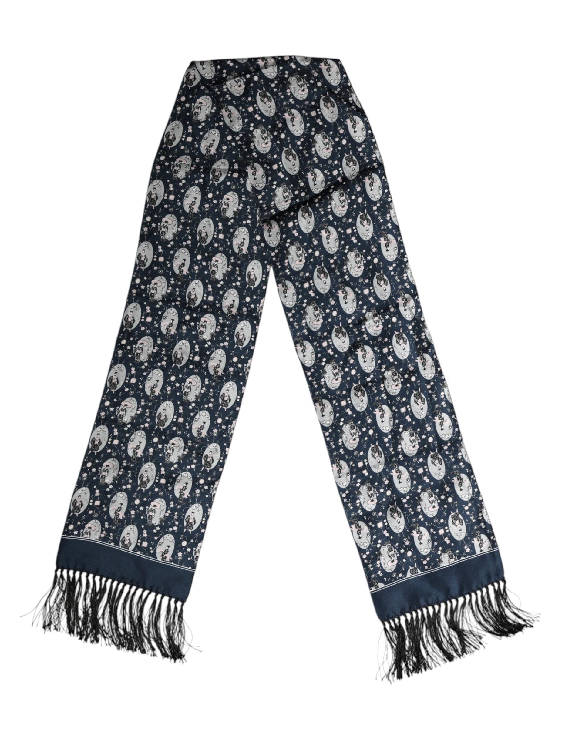 Dolce & Gabbana Navy Blue Silk Neck Wrap Shawl Men Scarf - Image 2