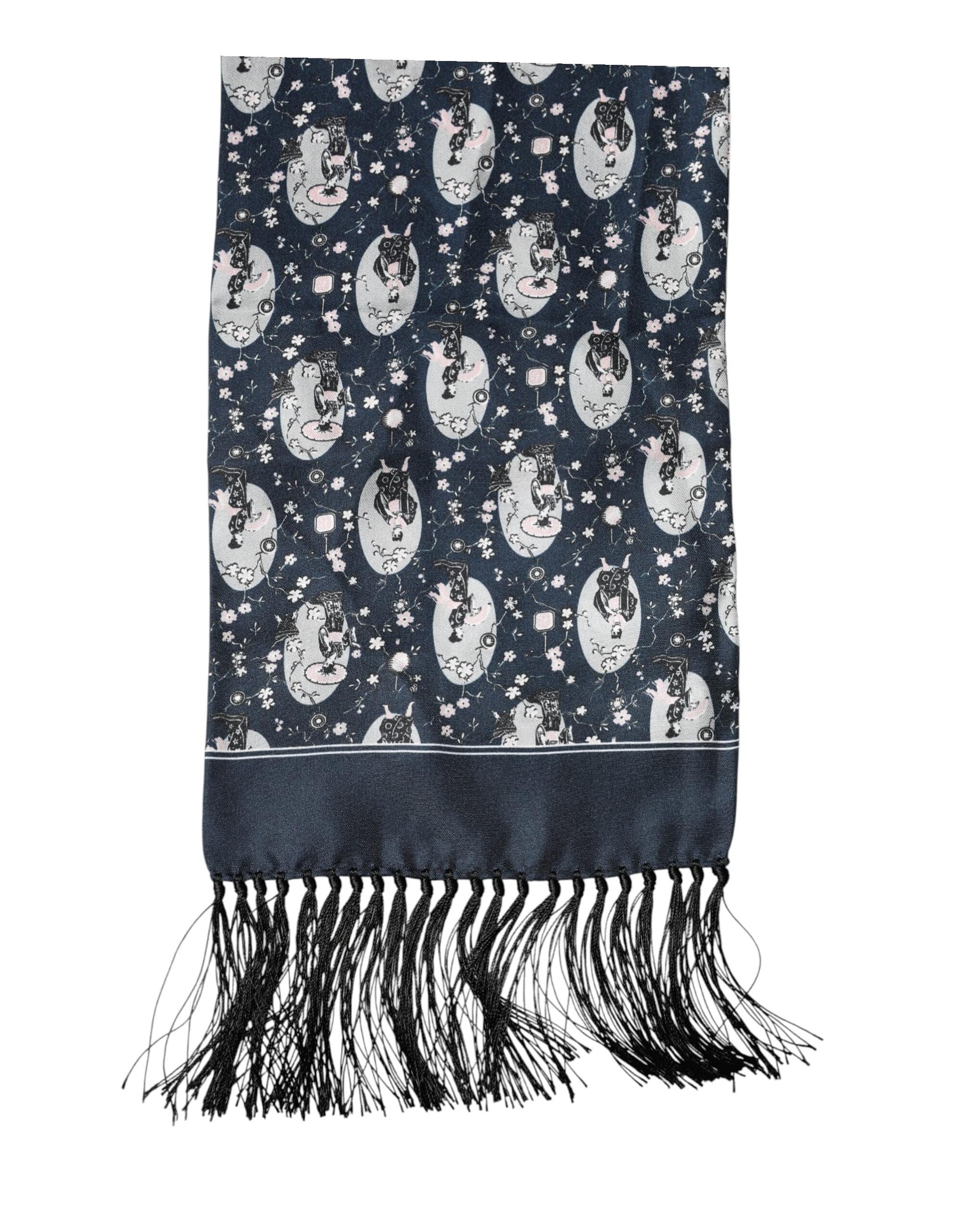 Dolce & Gabbana Navy Blue Silk Neck Wrap Shawl Men Scarf - Image 3