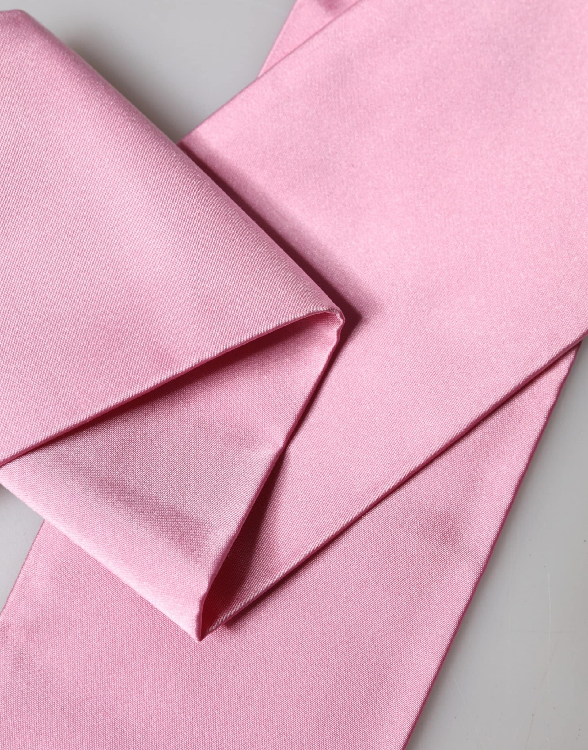 Dolce & Gabbana Pink Silk Fringes Neck Wrap Foulard Scarf - Image 4