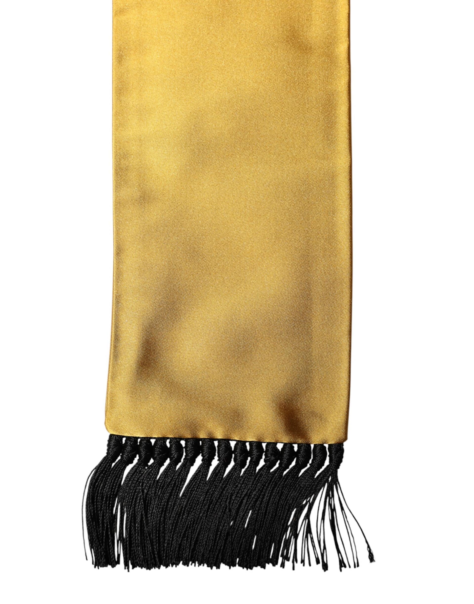 Dolce & Gabbana Yellow Silk Fringes Neck Wrap Foulard Scarf - Image 3