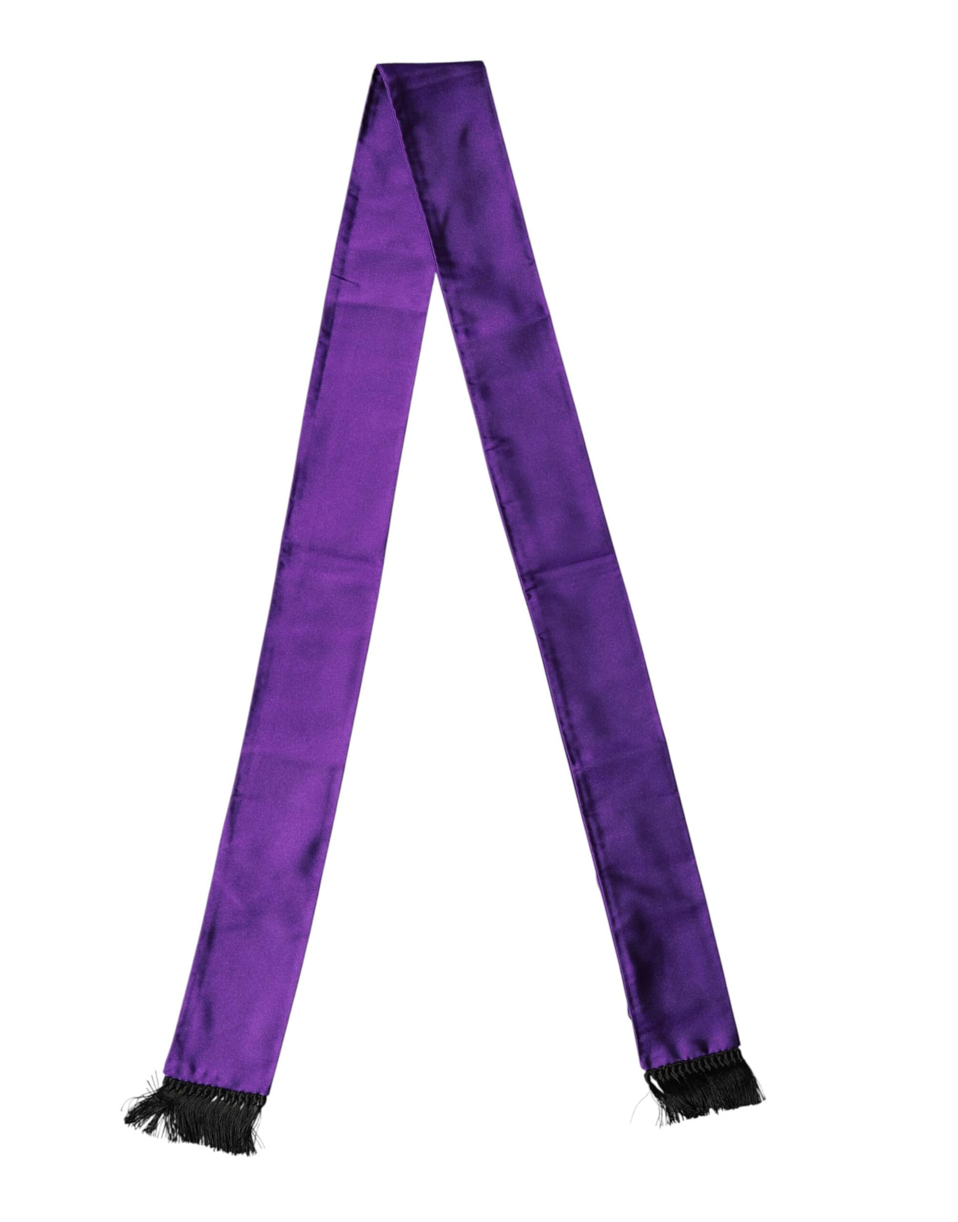 Dolce & Gabbana Violet Silk Fringes Neck Wrap Foulard Scarf - Image 2