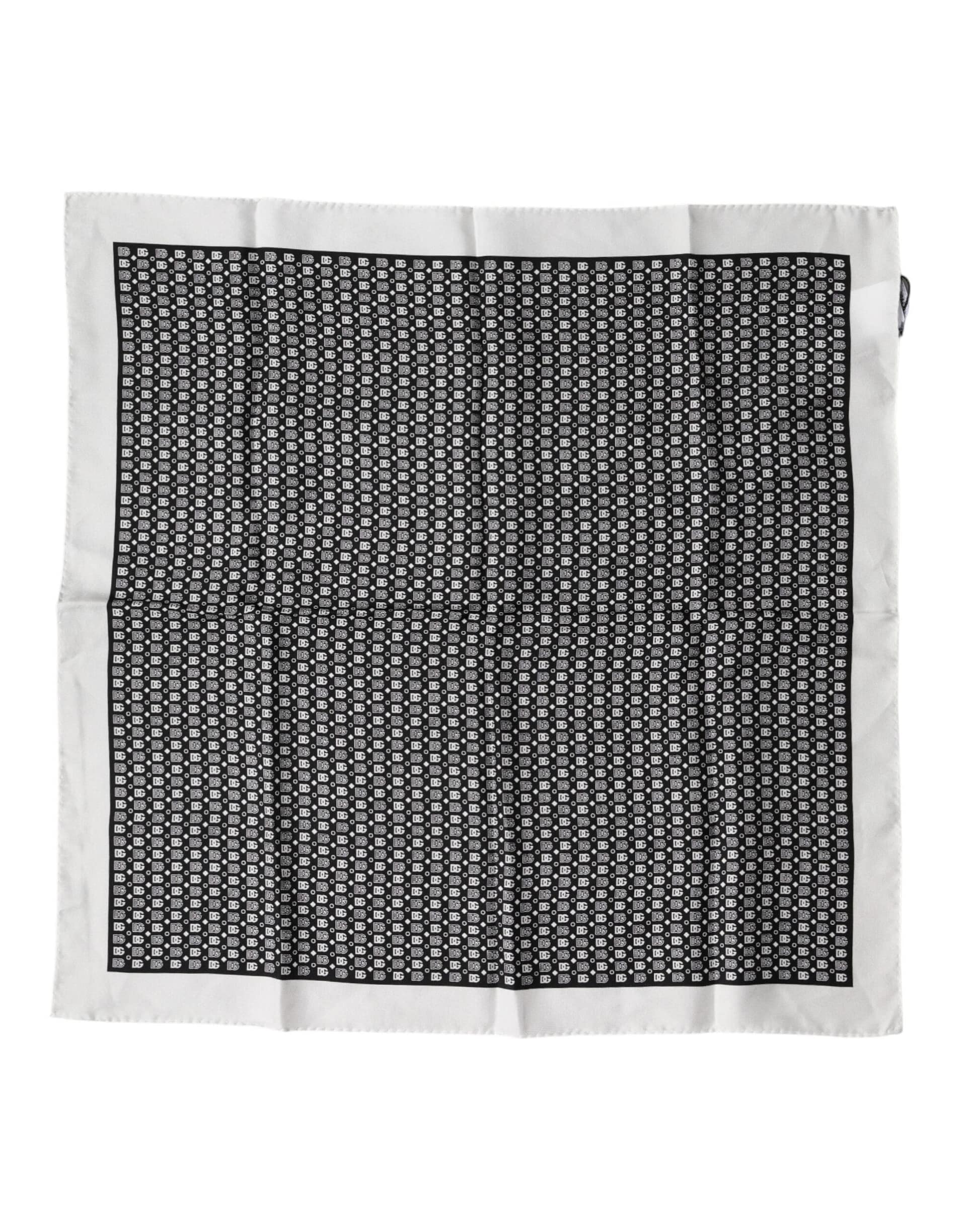 Dolce & Gabbana White Black Patterned Square Foulard Scarf - Image 2