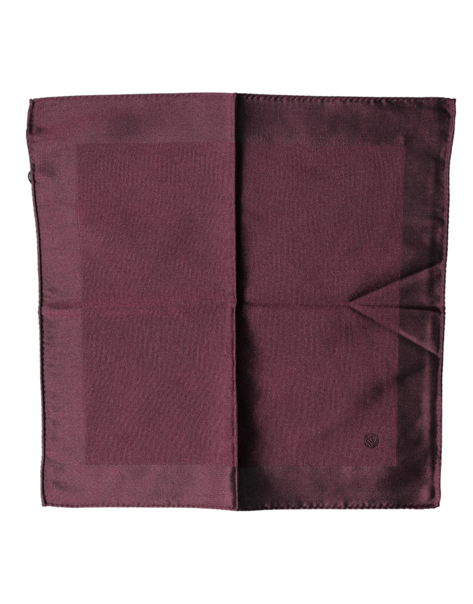 Dolce & Gabbana Maroon Logo Silk Square Handkerchief Scarf
