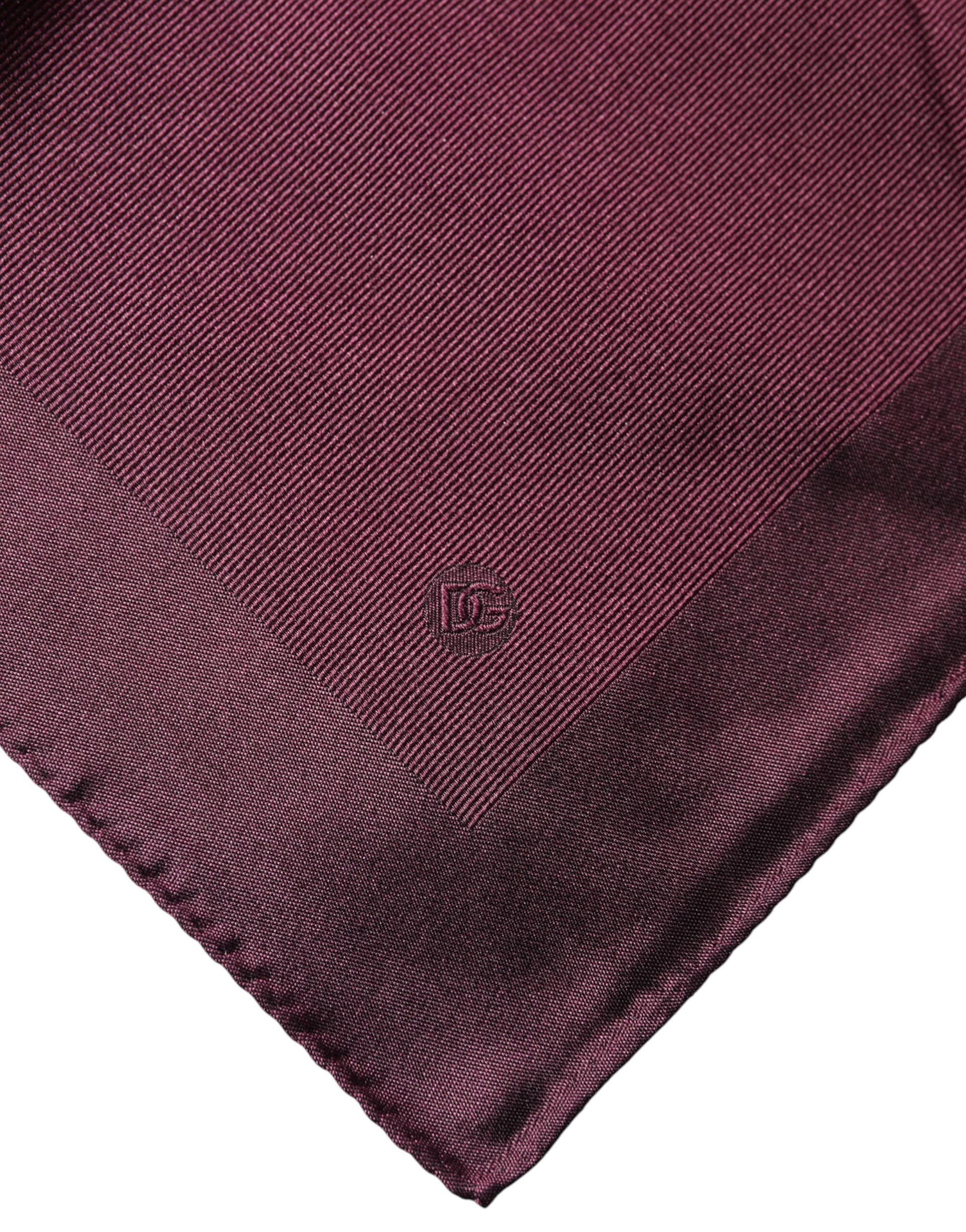 Dolce & Gabbana Maroon Logo Silk Square Handkerchief Scarf - Image 3