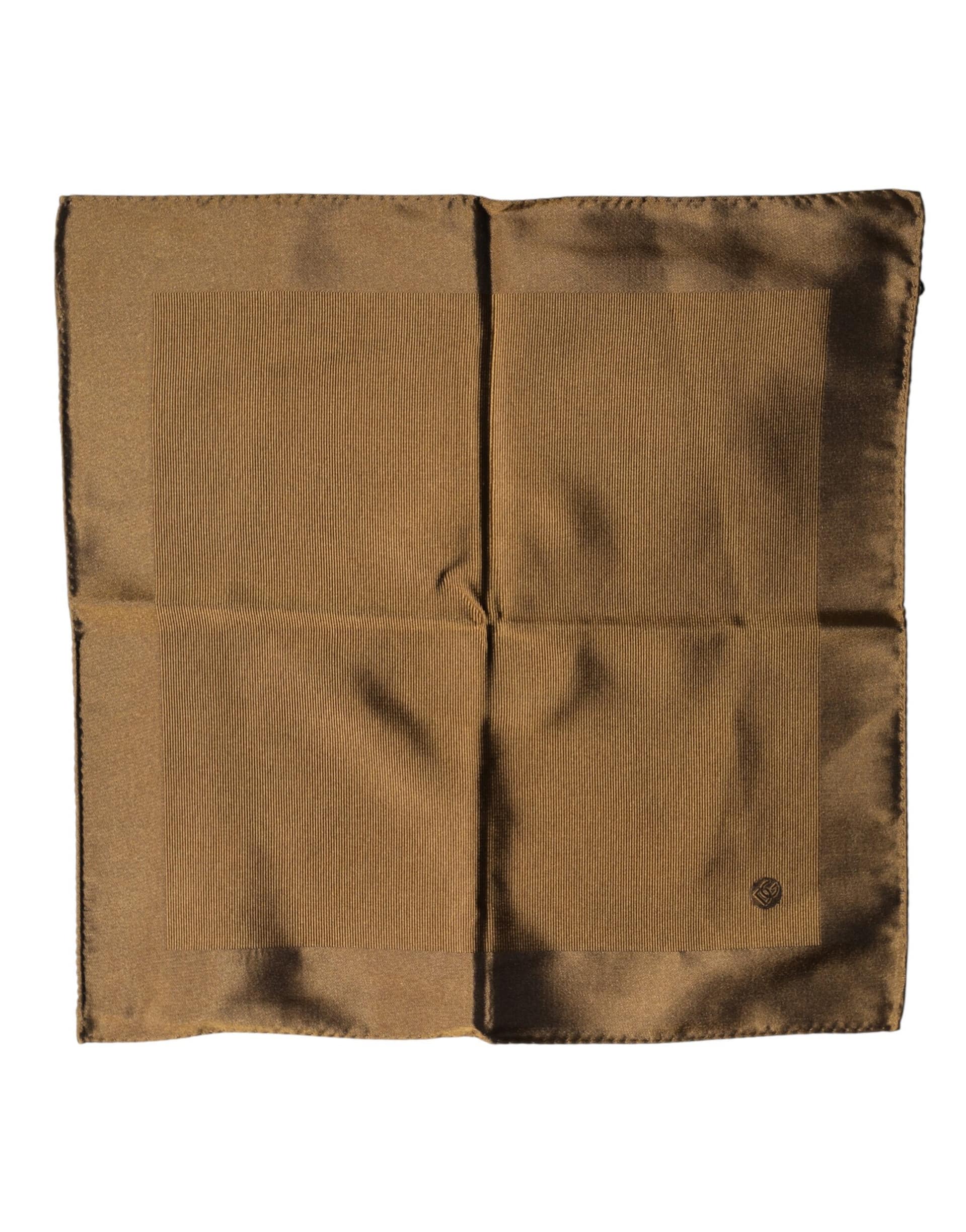Dolce & Gabbana Brown Logo Silk Men Square Handkerchief Scarf - Image 2