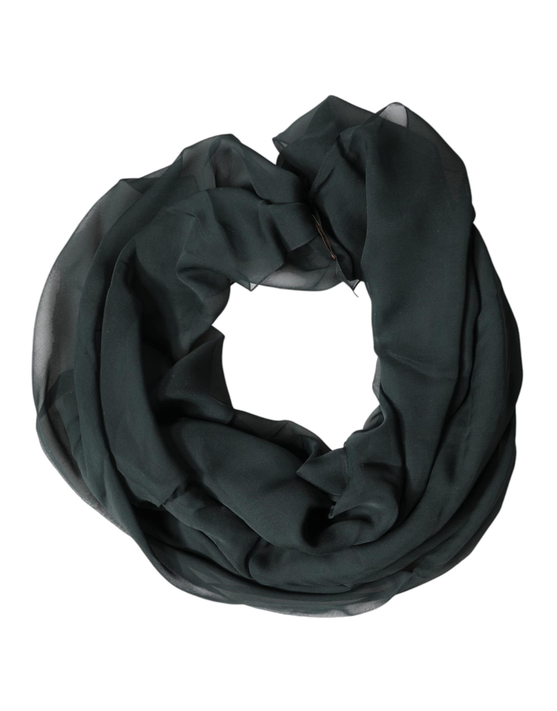 Dolce & Gabbana Dark Green Silk Neck Wrap Foulard Scarf - Image 2