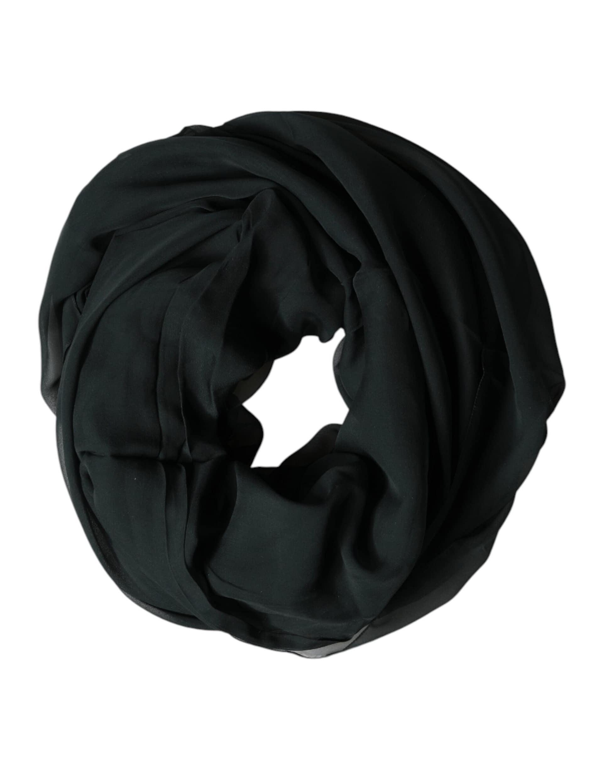 Dolce & Gabbana Dark Green Stole Silk Neck Wrap Shawl Scarf