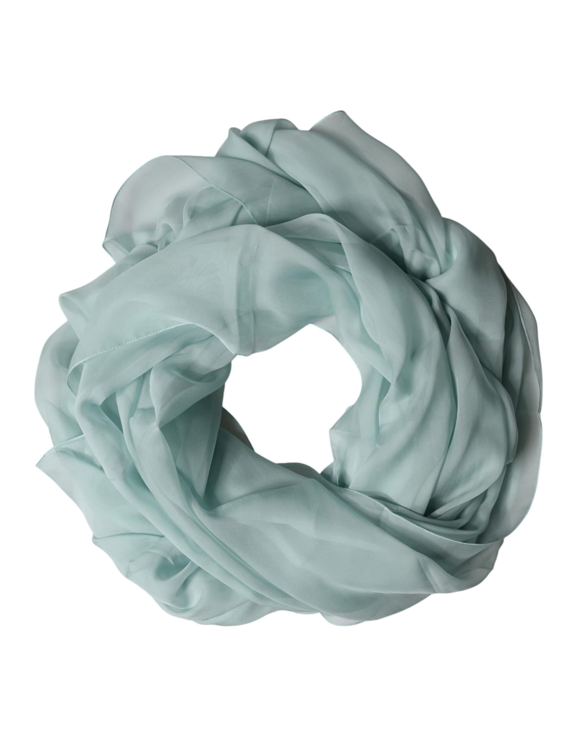 Dolce & Gabbana Light Teal Silk Stole Neck Wrap Shawl Scarf - Image 2