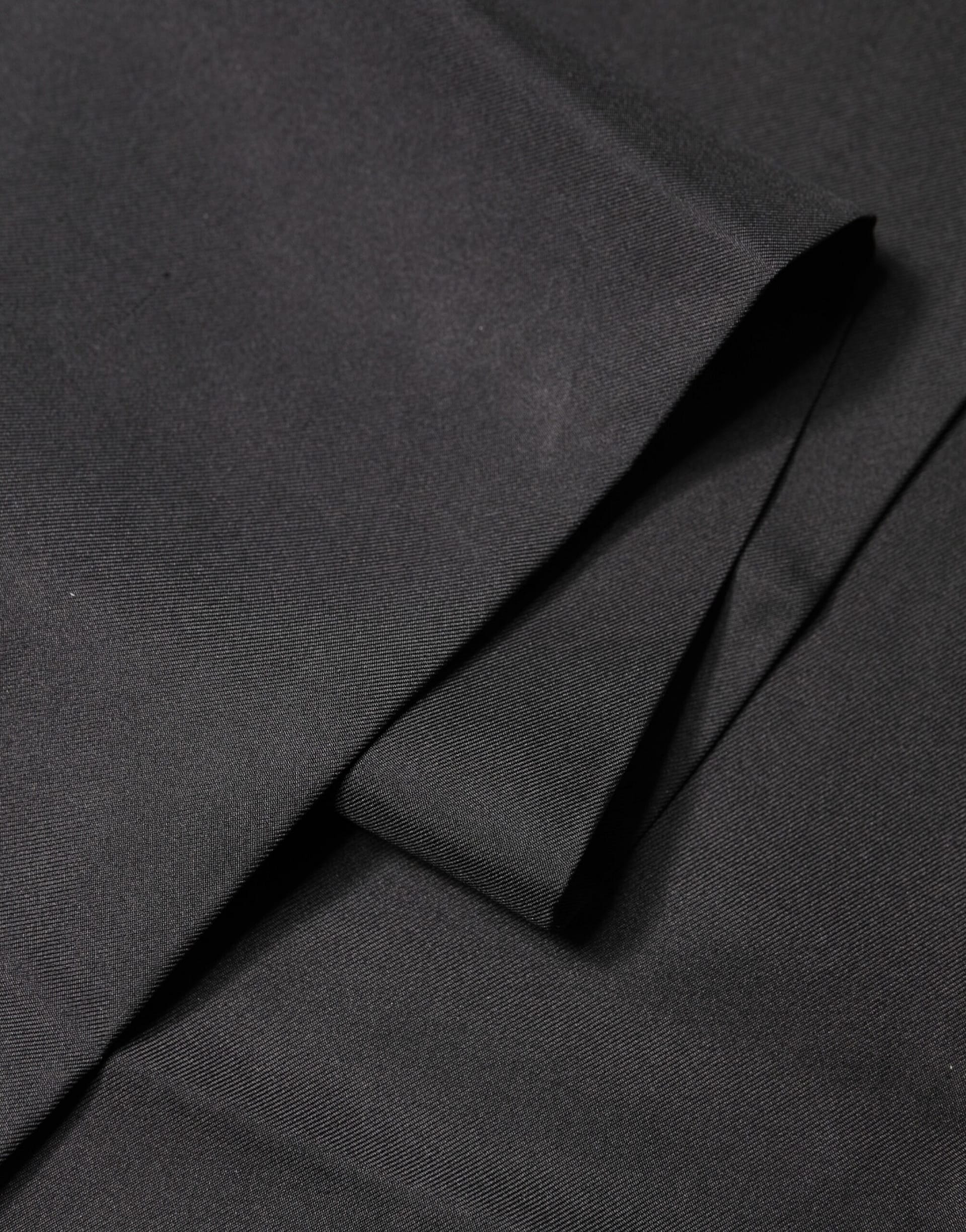 Dolce & Gabbana Black Satin Silk Fringes Neck Foulard 143.5cm x15cm Scarf - Image 4