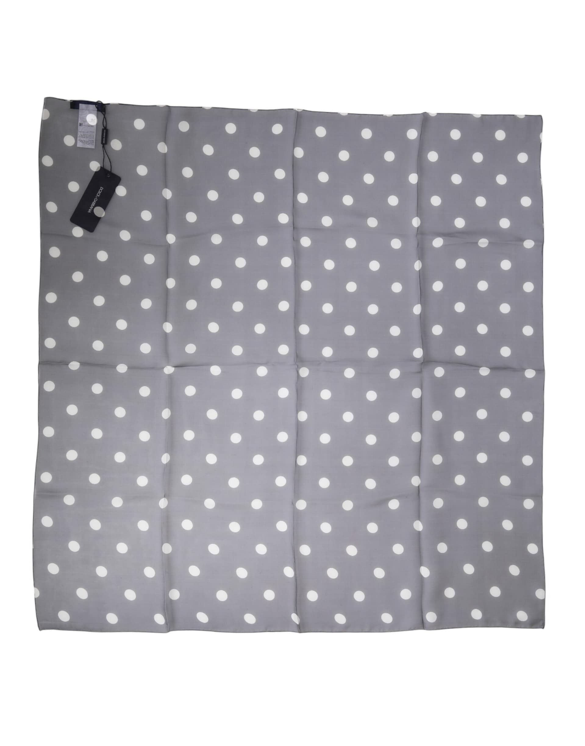 Dolce & Gabbana Blue Polka Dot Silk Square Foulard 91.5cm x 89.5cm Scarf - Image 2