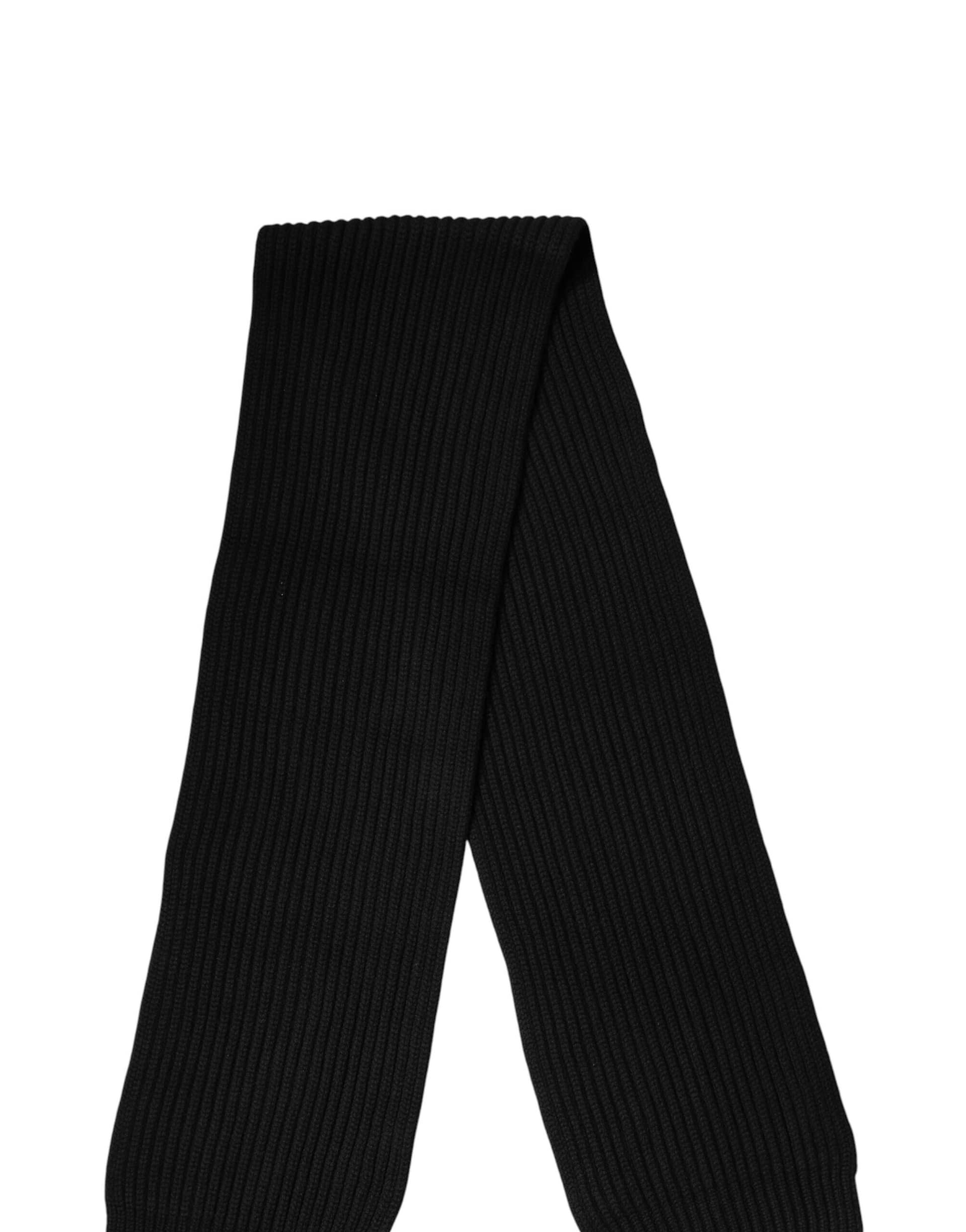 Dolce & Gabbana Black Cashmere Knit Neck Wrap Shawl 202cm x 26cm Scarf - Image 3