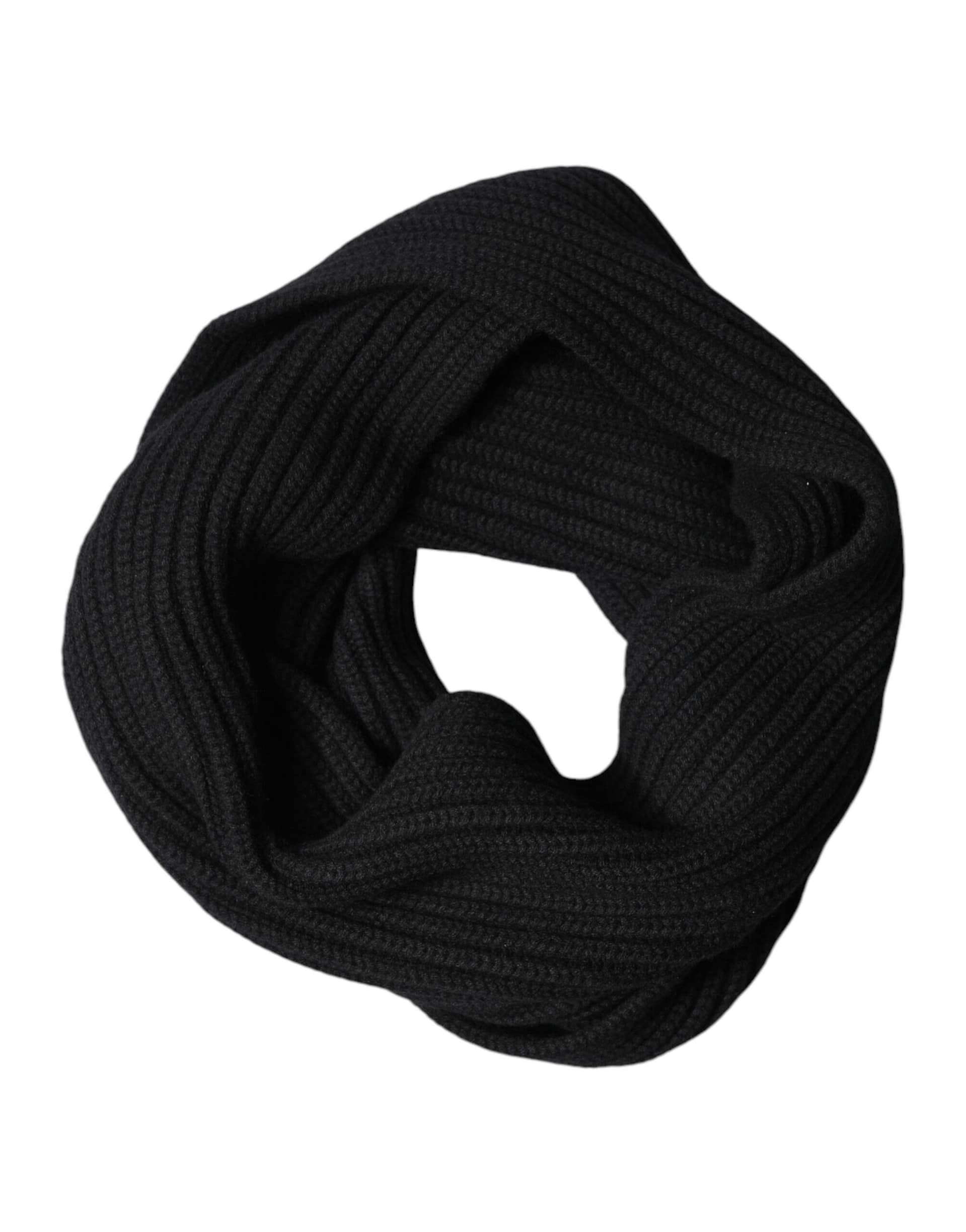 Dolce & Gabbana Black Cashmere Knit Neck Wrap Shawl 202cm x 26cm Scarf - Image 2