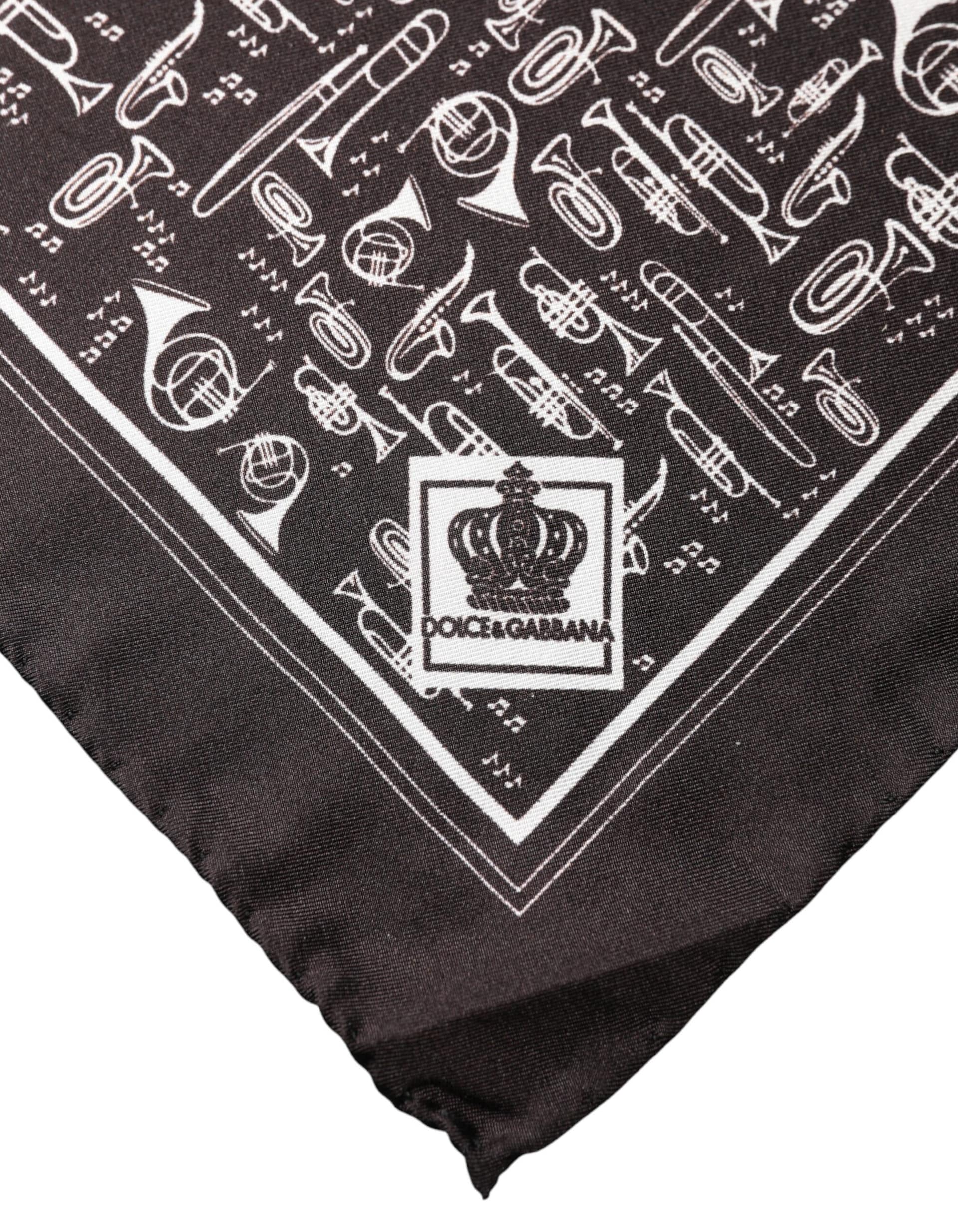Dolce & Gabbana Brown Jazz Club Square Handkerchief Men 32cm x 31cm Scarf - Image 4
