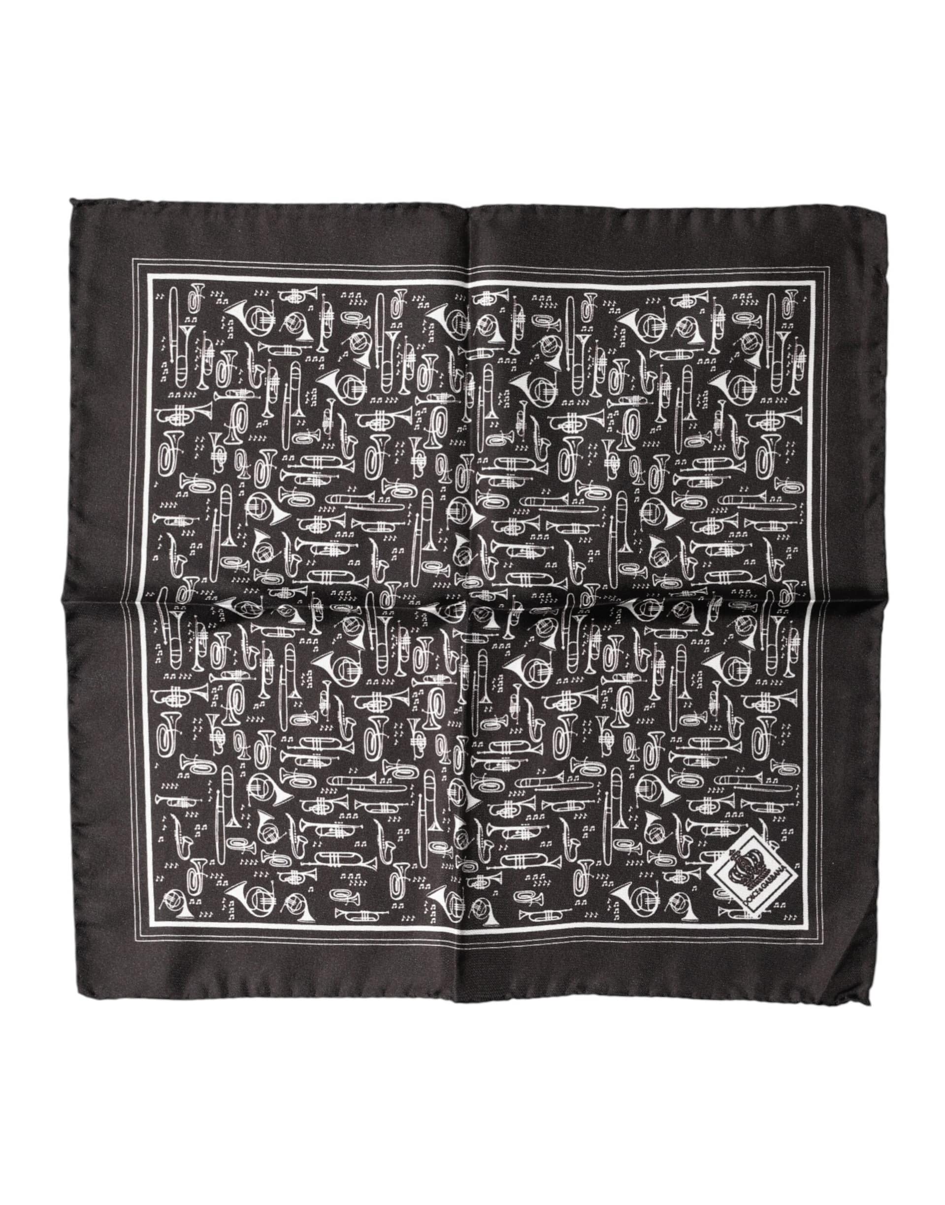 Dolce & Gabbana Brown Jazz Club Square Handkerchief Men 32cm x 31cm Scarf
