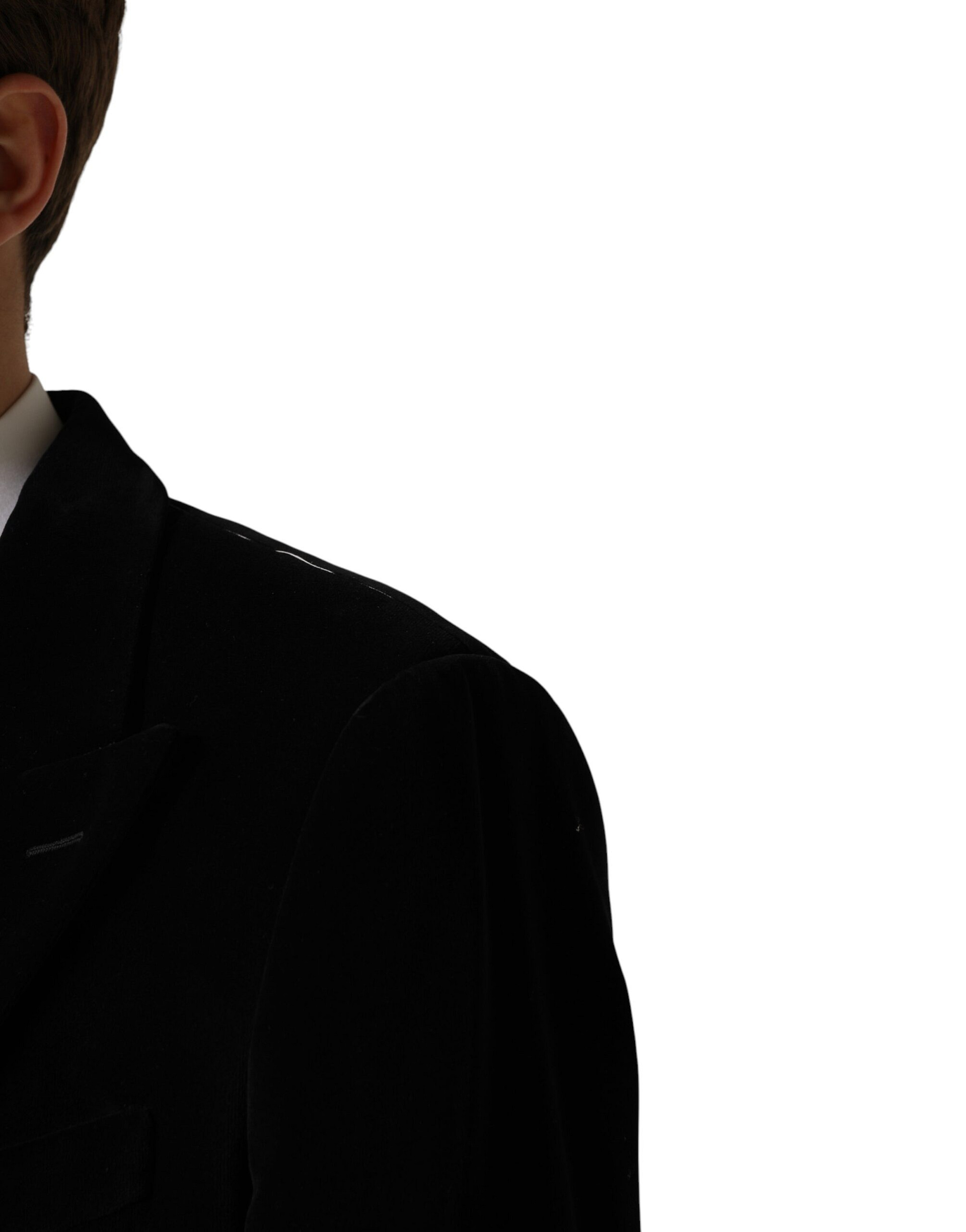 Dolce & Gabbana Black Cotton Velvet Long Trench Coat Jacket - Image 5