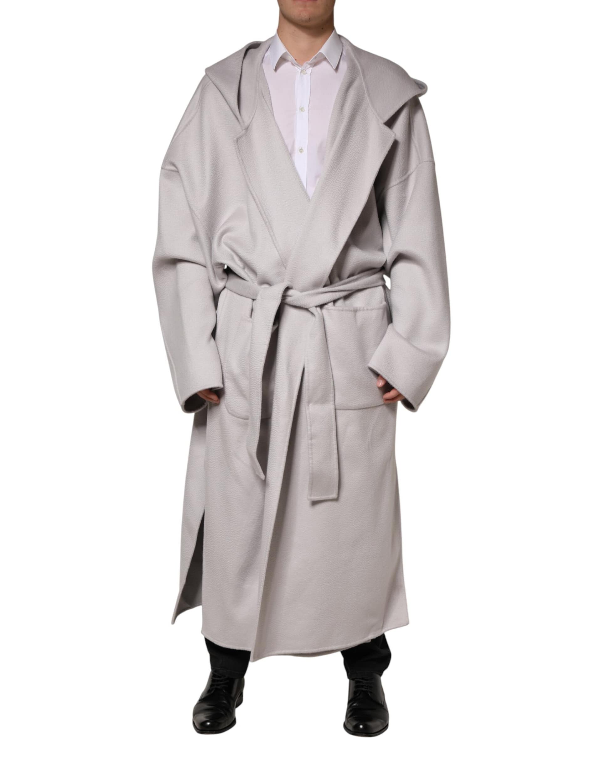 Dolce & Gabbana Off White Belted Long Trench Coat Men Jacket - Image 2