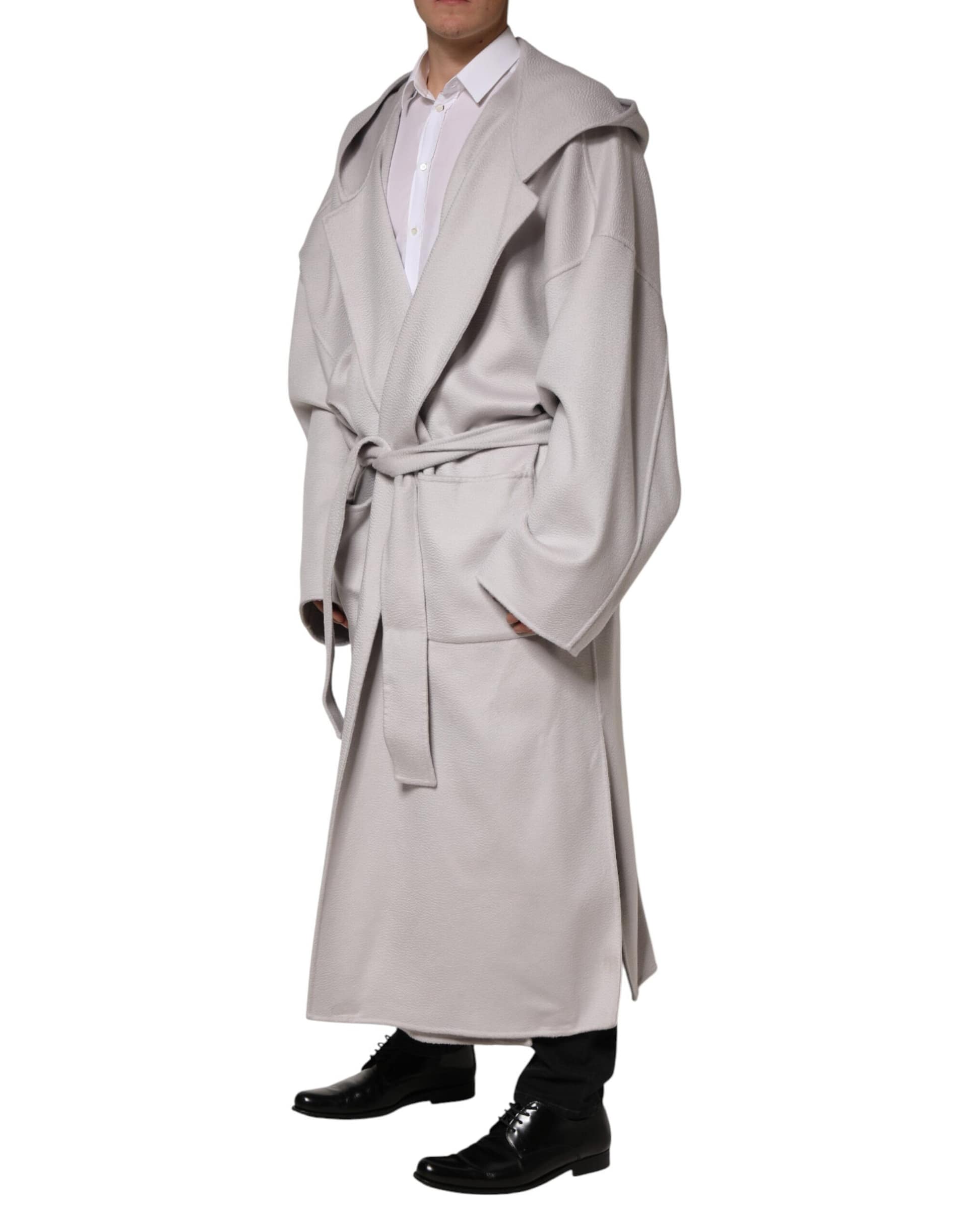 Dolce & Gabbana Off White Belted Long Trench Coat Men Jacket - Image 3