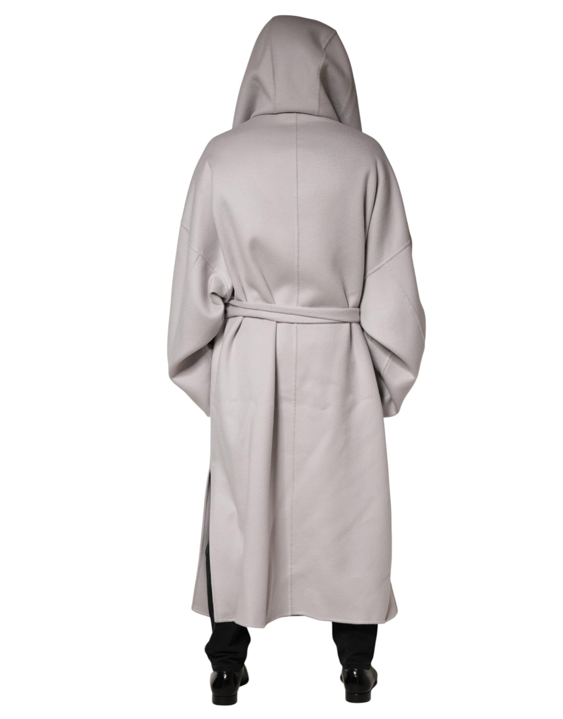 Dolce & Gabbana Off White Belted Long Trench Coat Men Jacket - Image 4