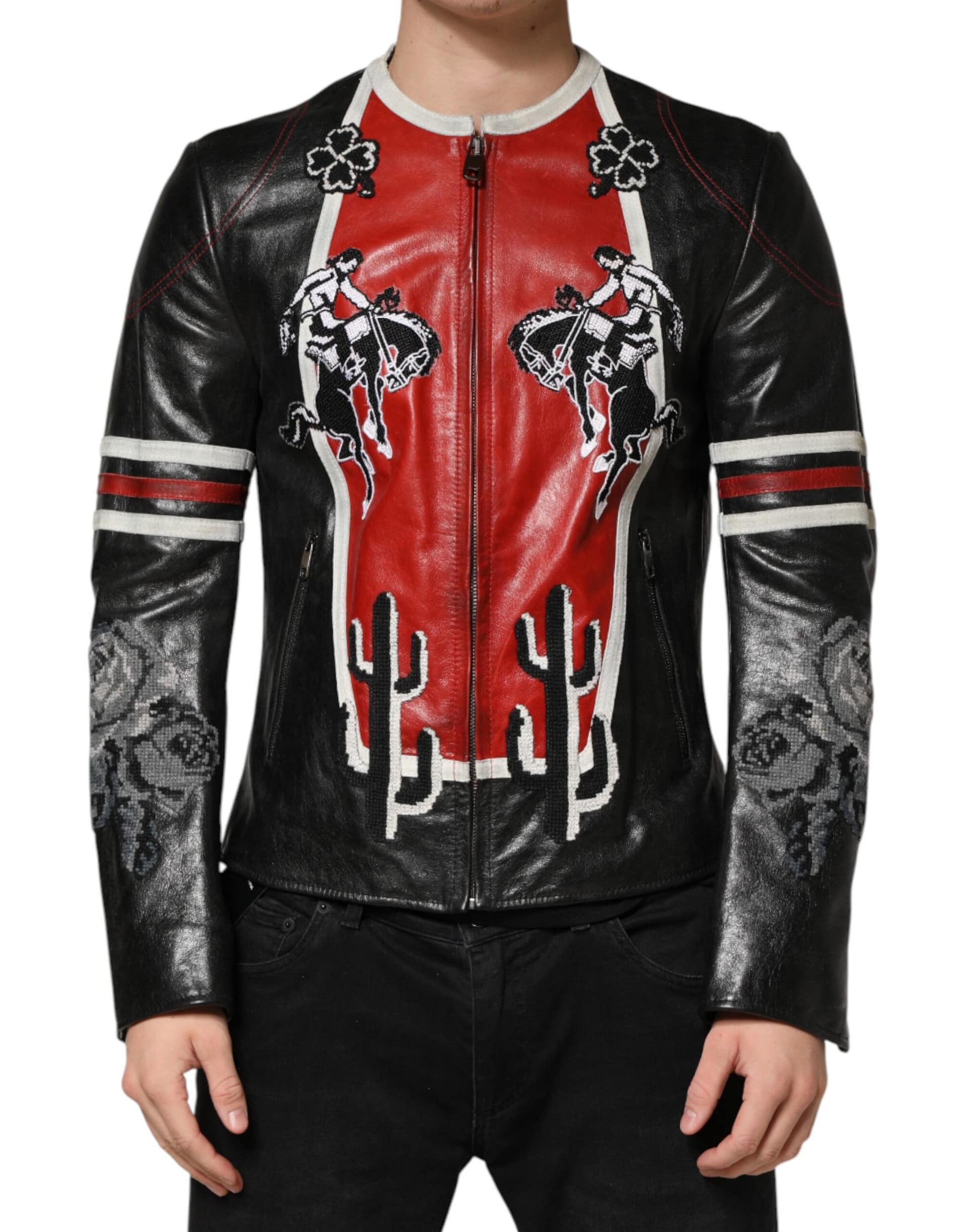 Dolce & Gabbana Multicolor Guns n' Roses Full Zip Men Biker Jacket