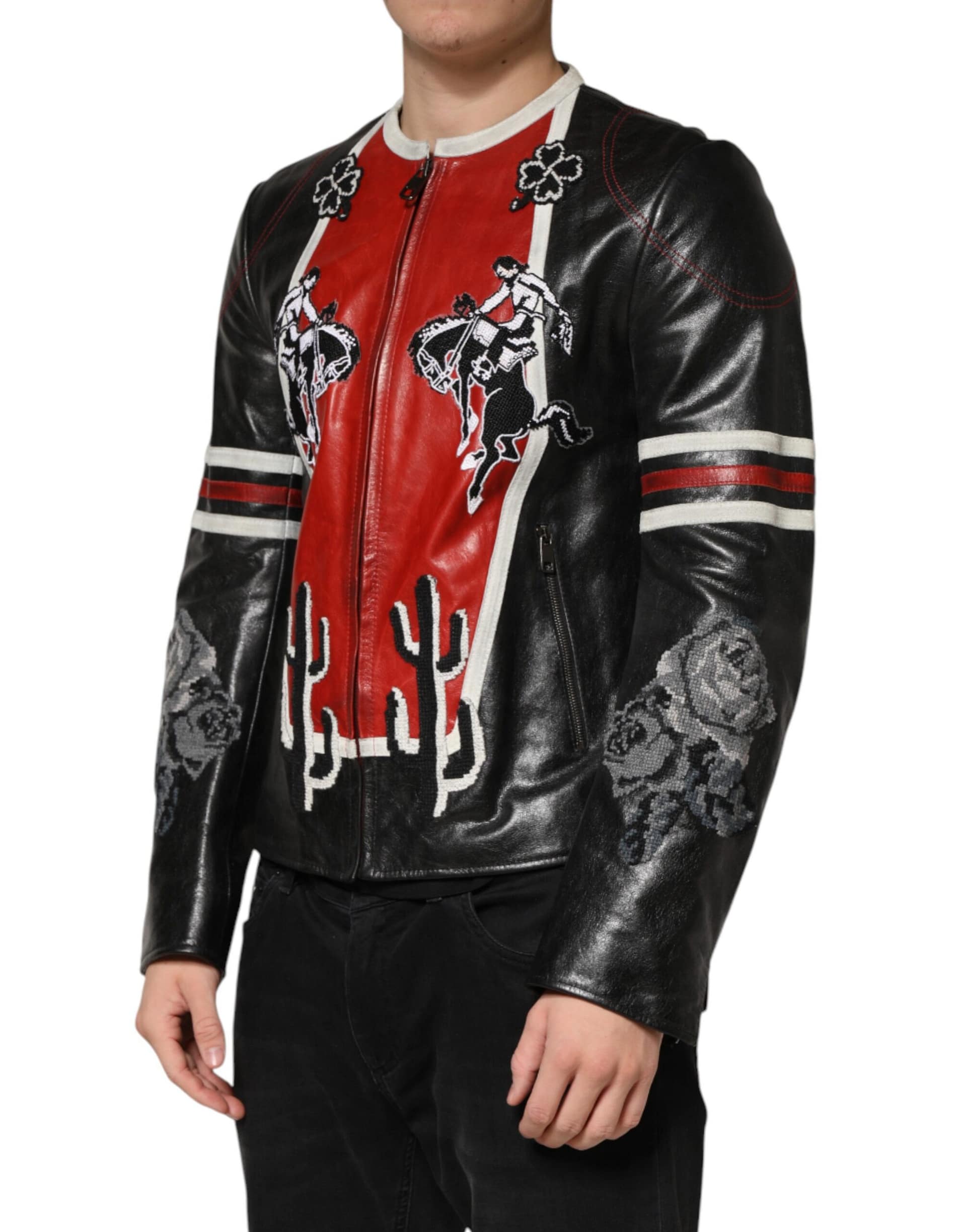 Dolce & Gabbana Multicolor Guns n' Roses Full Zip Men Biker Jacket - Image 3