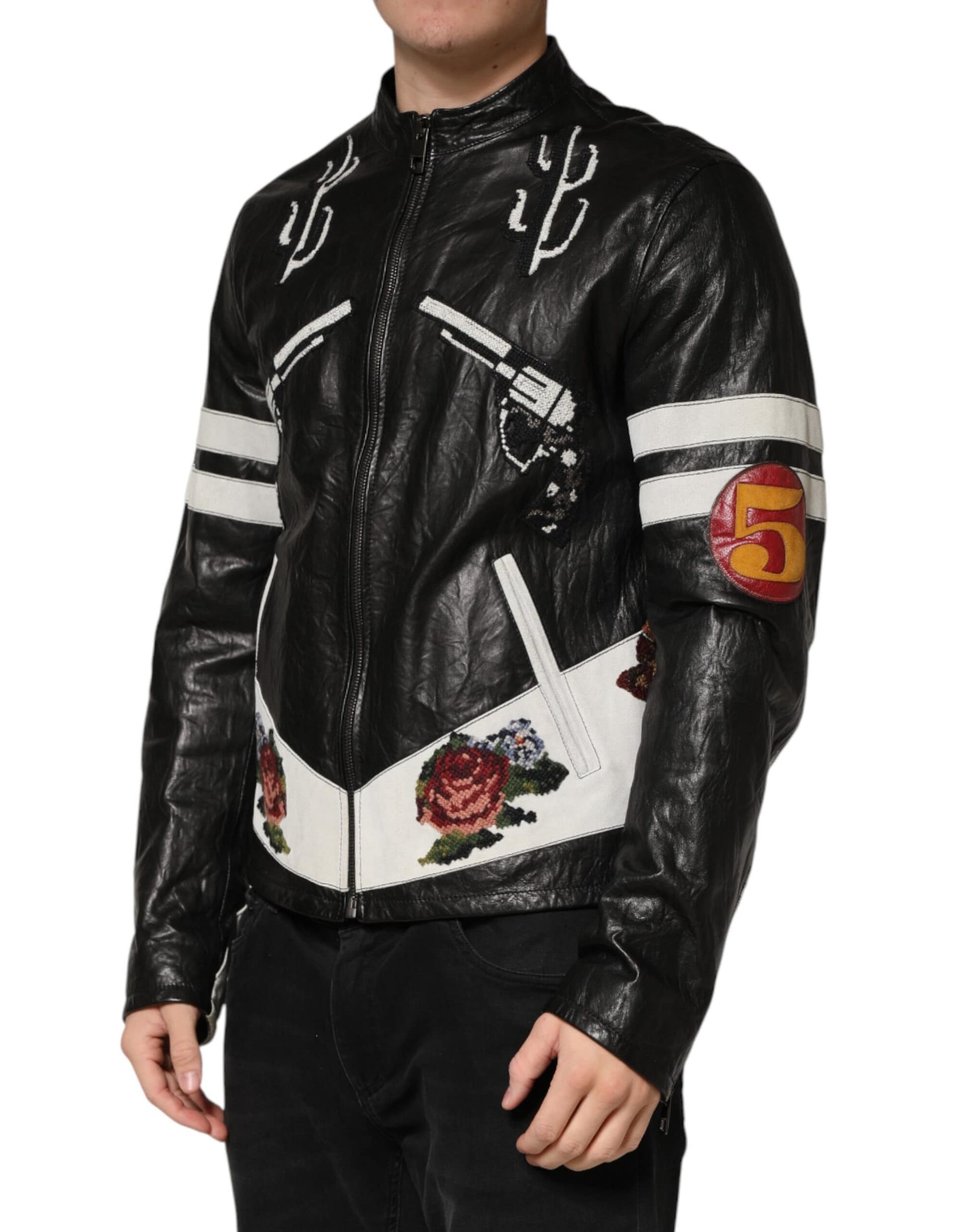 Dolce & Gabbana Black Guns n' Roses FullZip Men Biker Jacket - Image 3