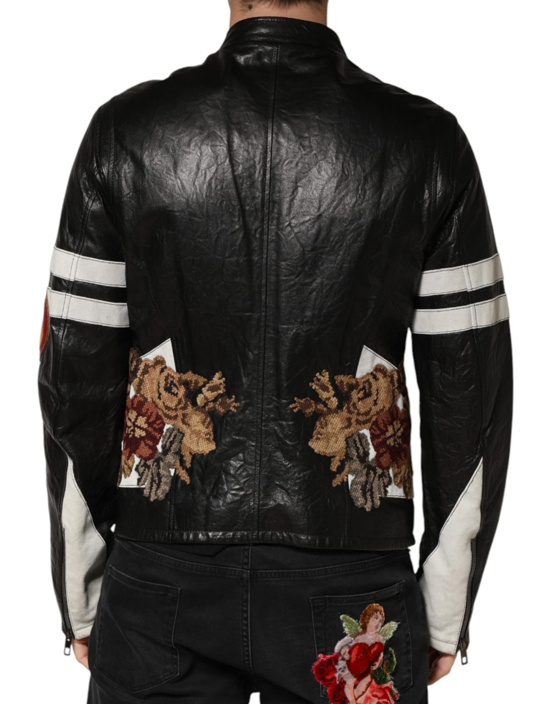 Dolce & Gabbana Black Guns n' Roses FullZip Men Biker Jacket - Image 4