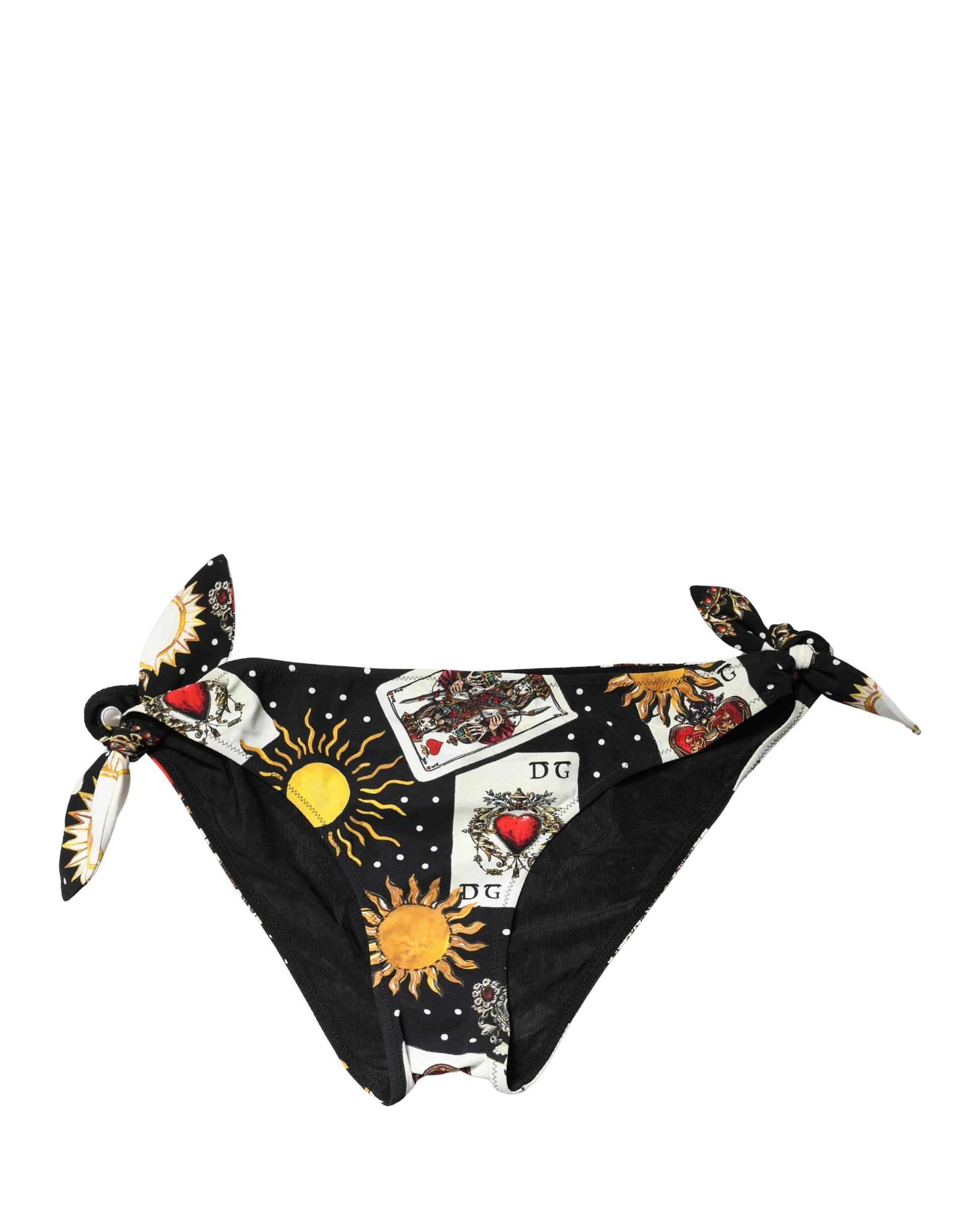 Dolce & Gabbana Black Graphic Cards Print Bikini Bottom Swimwear