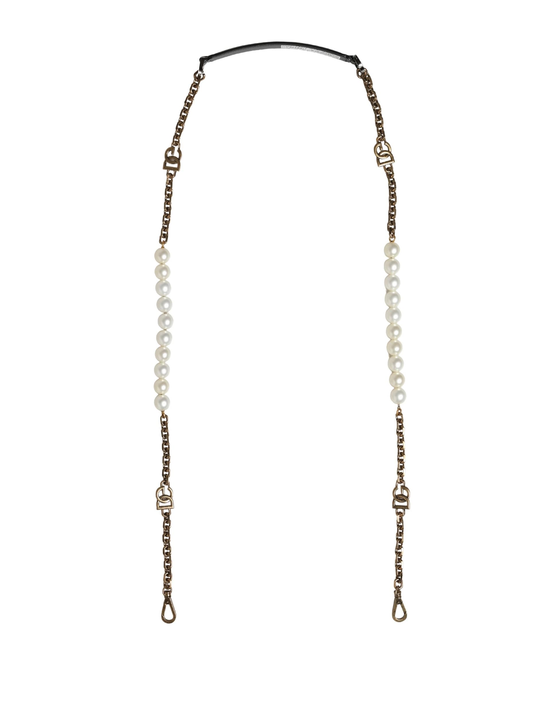 Dolce & Gabbana Black Leather Gold Chain Bag Accessory Shoulder Strap - Image 3