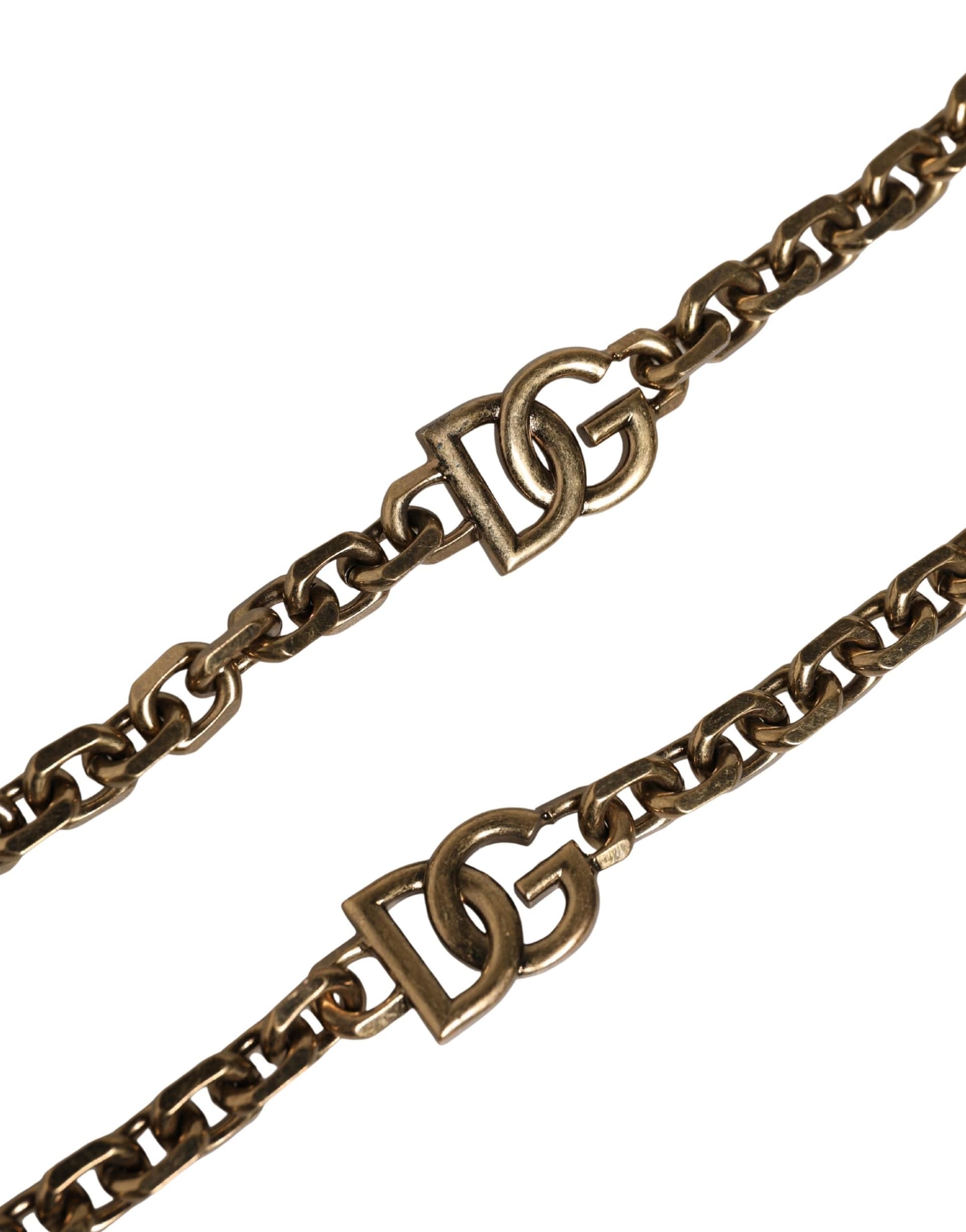 Dolce & Gabbana Black Leather Gold Chain Bag Accessory Shoulder Strap - Image 4