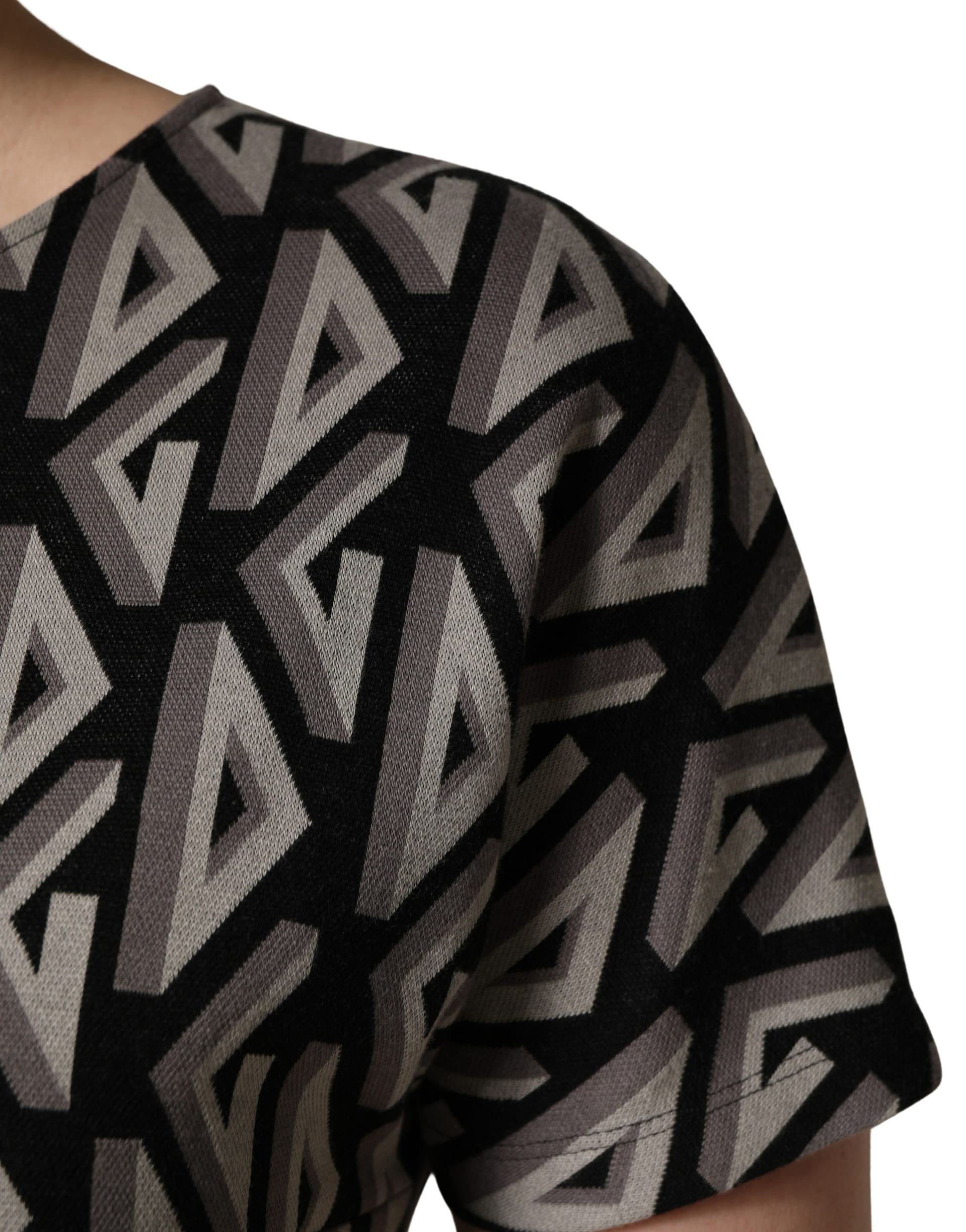 Dolce & Gabbana Black Logo Print Cotton Knee Length Dress - Image 6