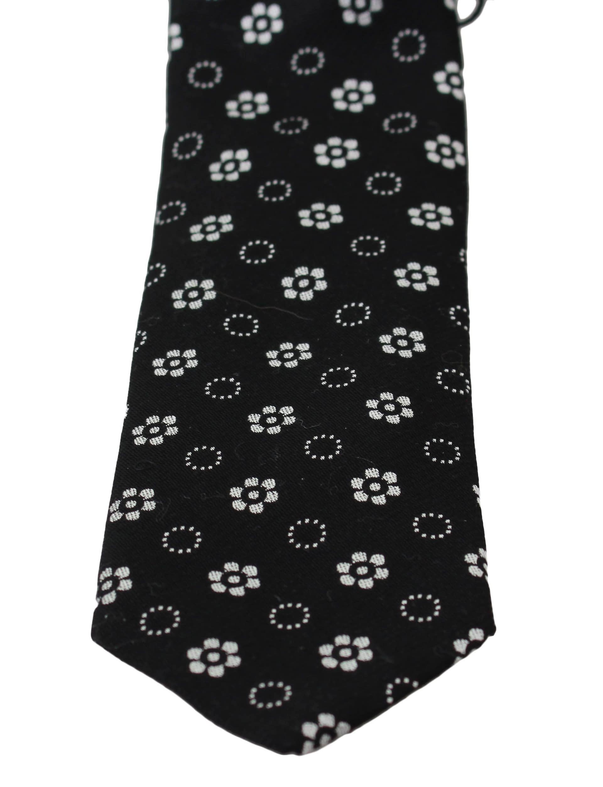 Dolce & Gabbana Black 100% Silk Floral Print Print Classic Tie - Image 2
