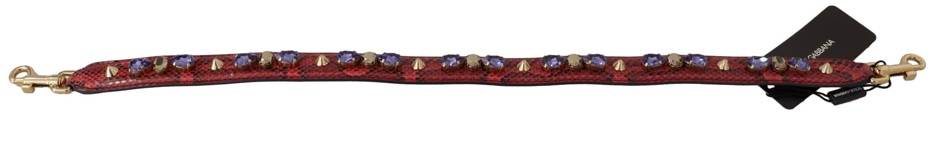 Dolce & Gabbana Red Exotic Leather Crystals Bag Shoulder Strap - Image 3