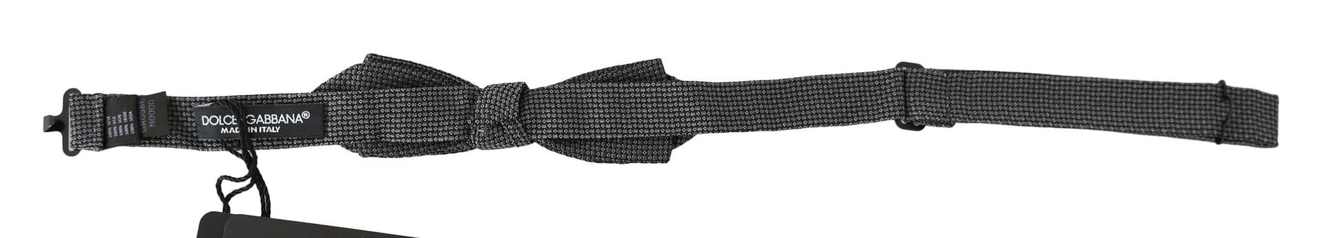 Dolce & Gabbana Gray Patterned Silk Adjustable Neck Bow Tie Papillon - Image 2