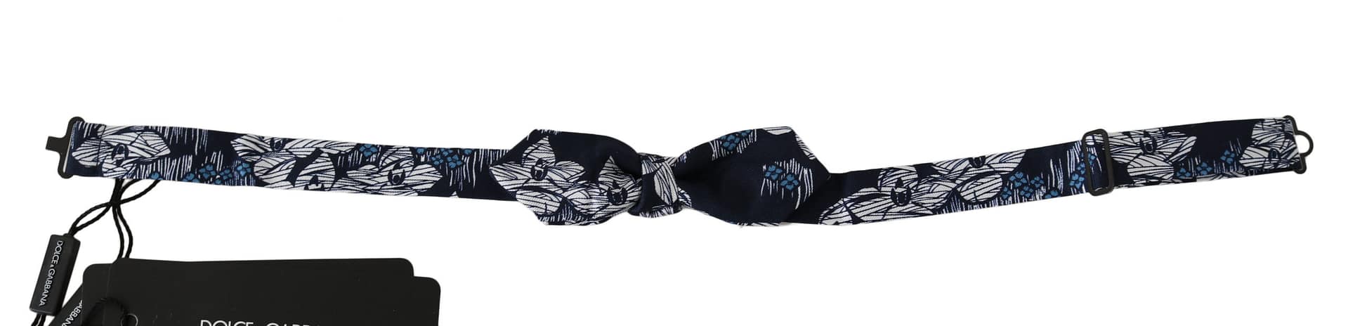 Dolce & Gabbana Navy Blue Floral Slim Adjustable Neck Papillon Men Bow Tie - Image 2