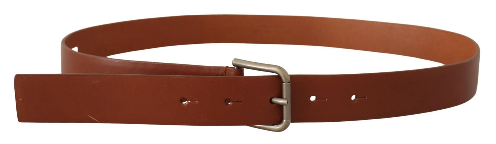 Dolce & Gabbana Brown Calf Leather Silver Tone Metal Buckle Belt - Image 3