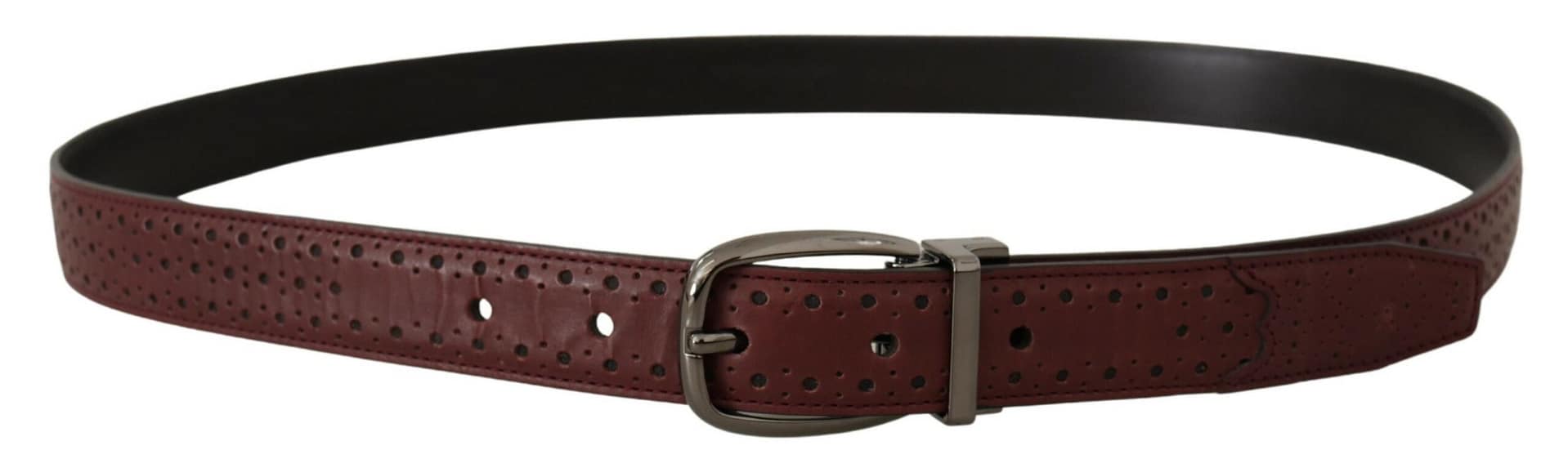 Dolce & Gabbana Brown Perforated Leather Metal Buckle Belt - Image 2