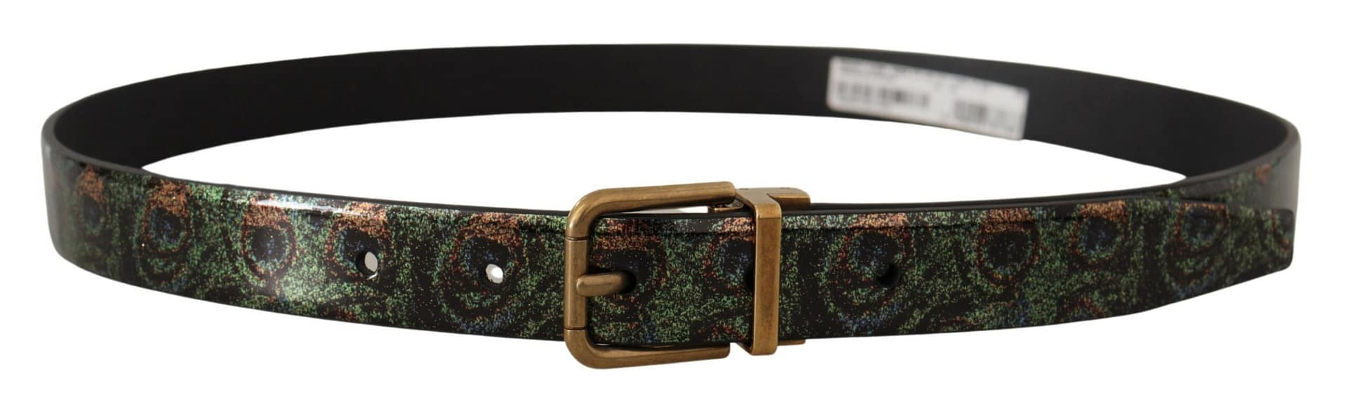 Dolce & Gabbana Multicolor Leather Vernice Pavone Bronze Metal Belt - Image 3